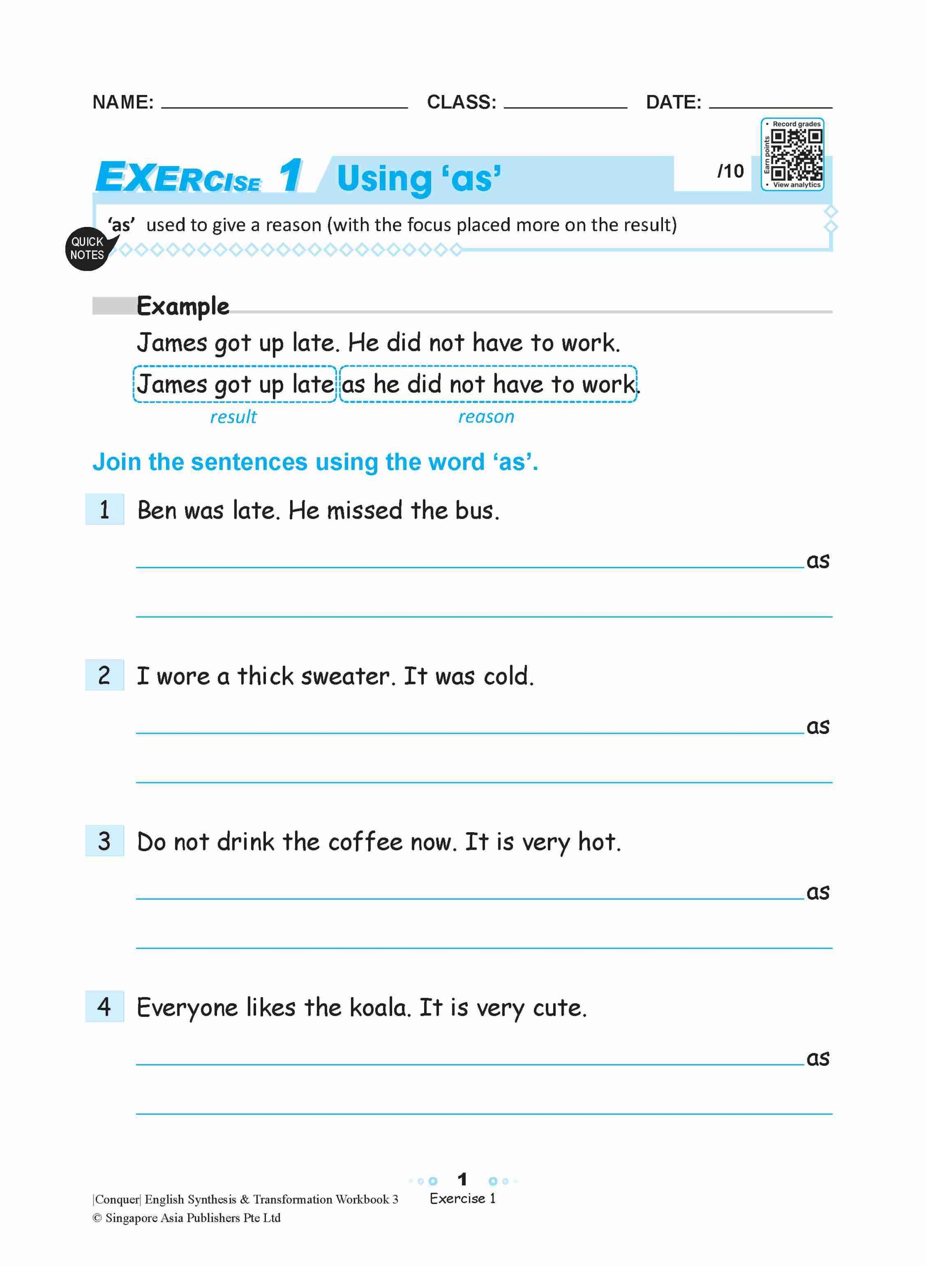 Conquer English Synthesis & Transformation Workbook 3