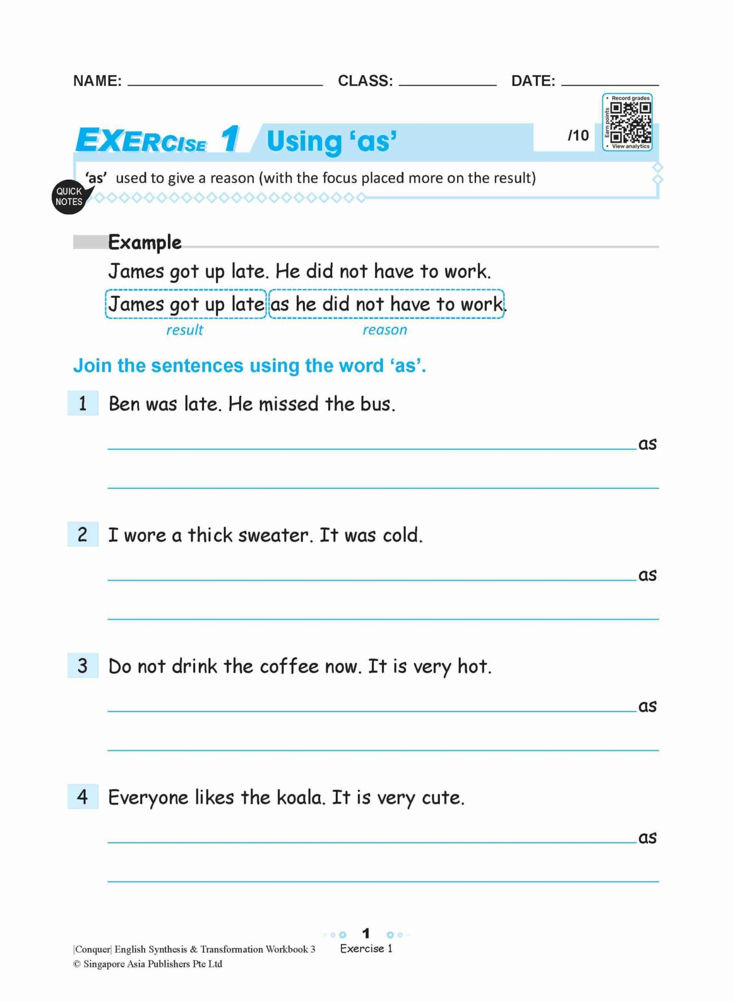 Conquer English Synthesis & Transformation Workbook 3