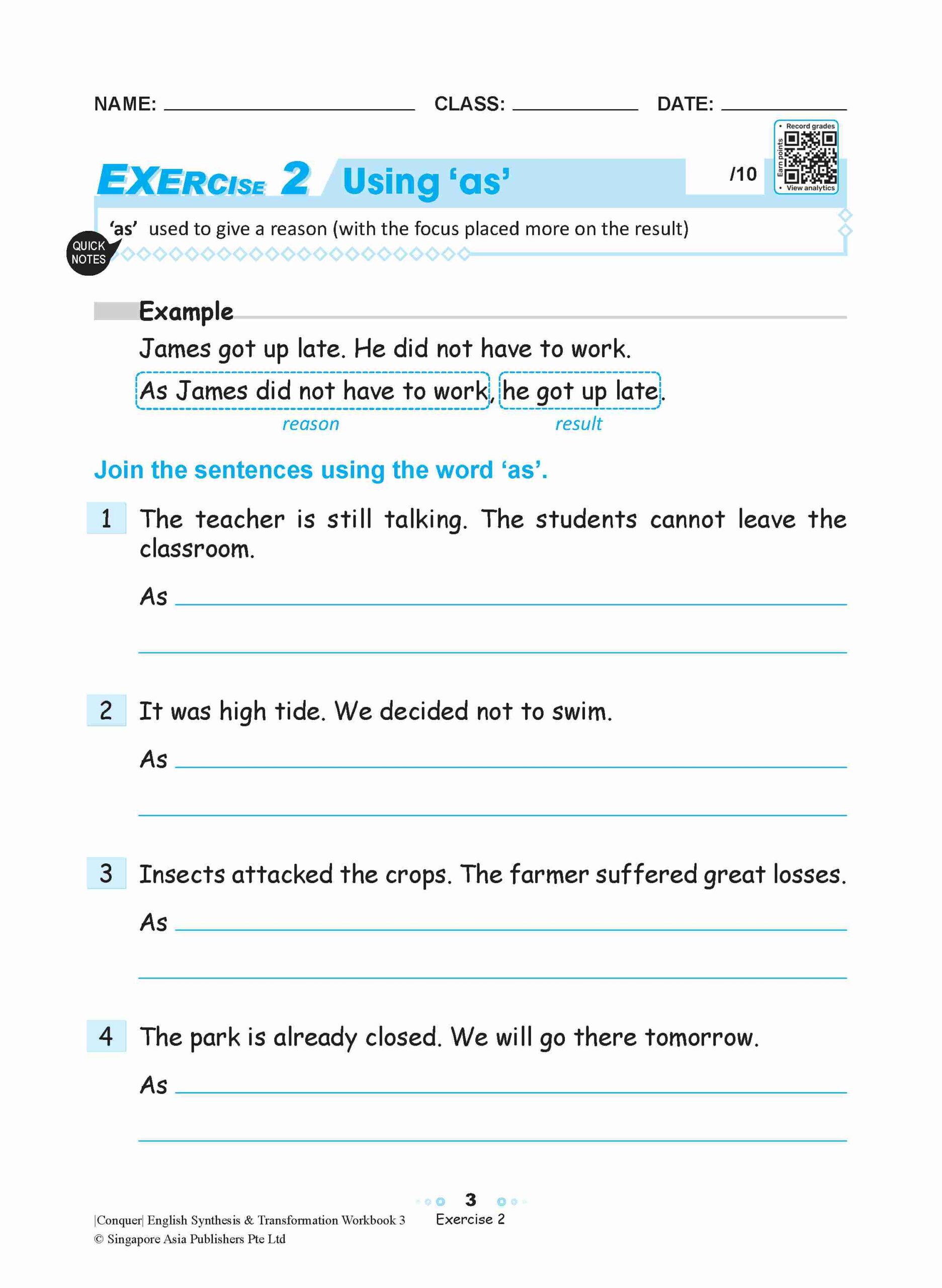 Conquer English Synthesis & Transformation Workbook 3