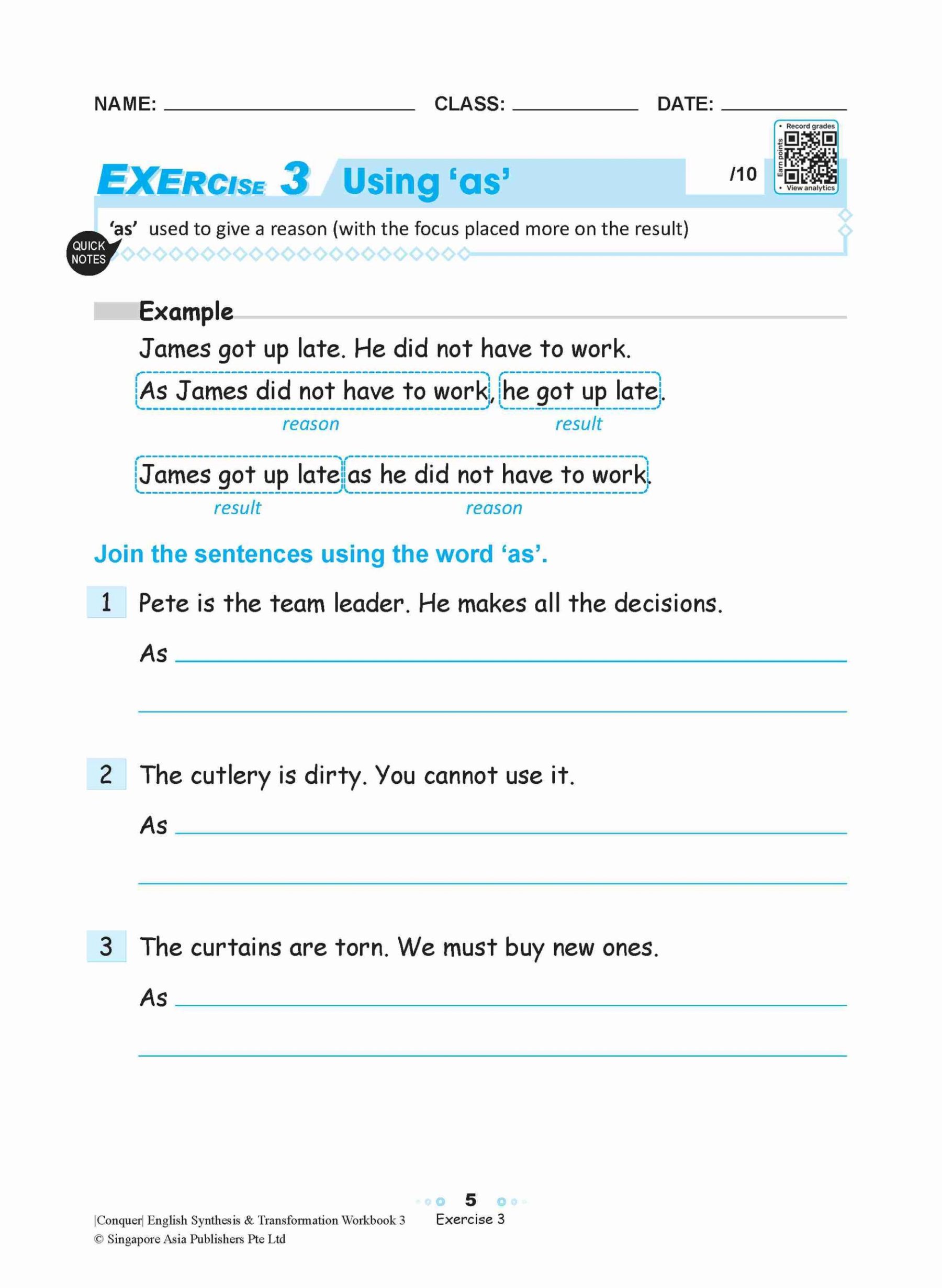 Conquer English Synthesis & Transformation Workbook 3