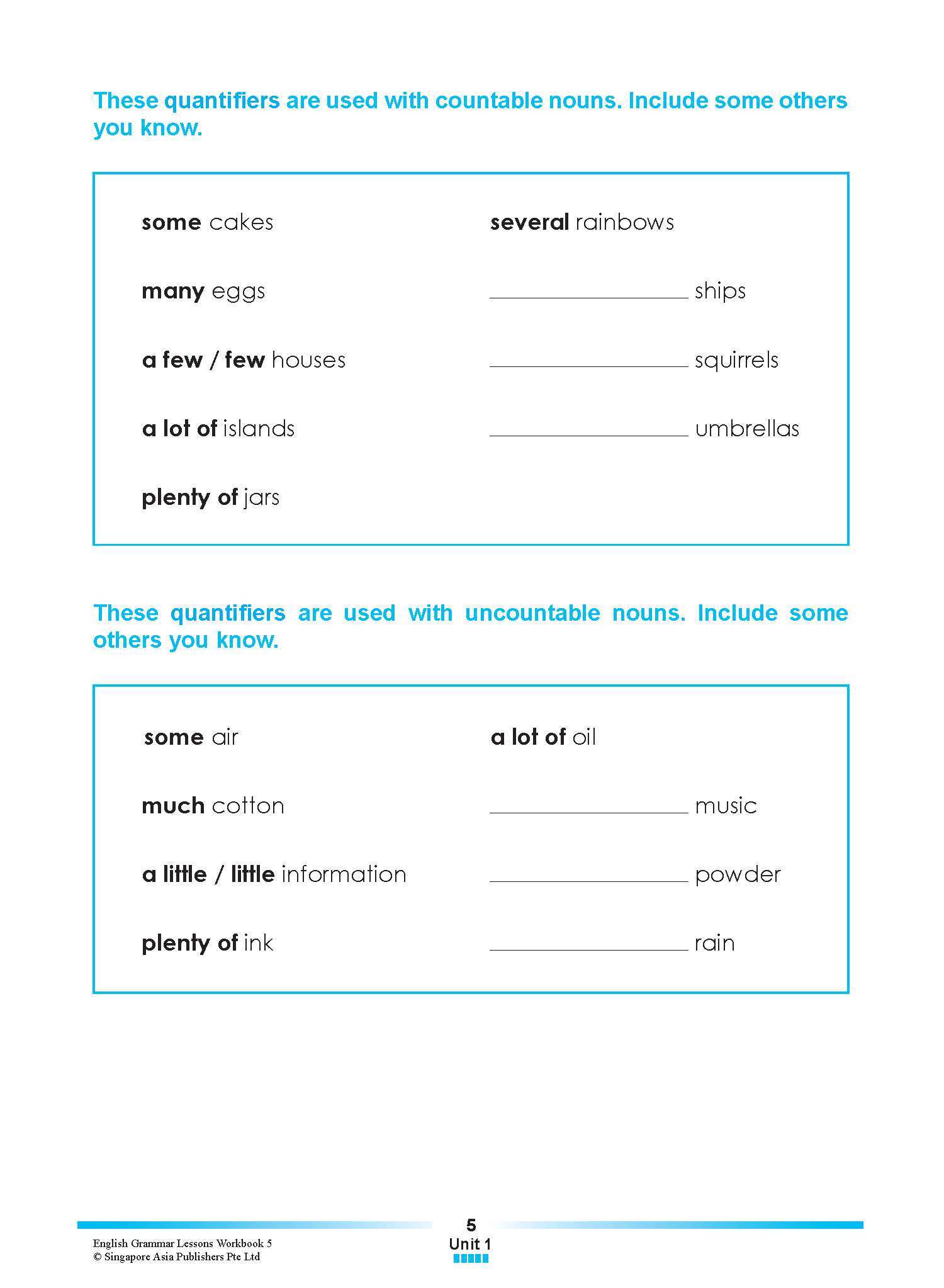ENGLISH GRAMMAR LESSONS Workbook 5