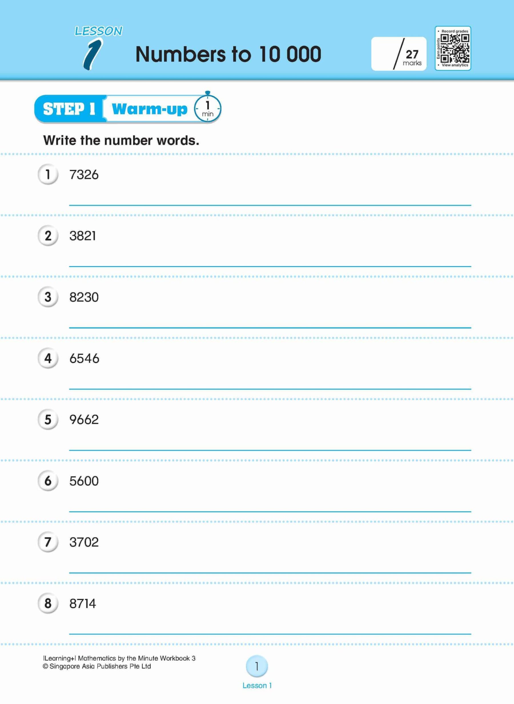 Learning+ Mathematics by the Minute Workbook 3