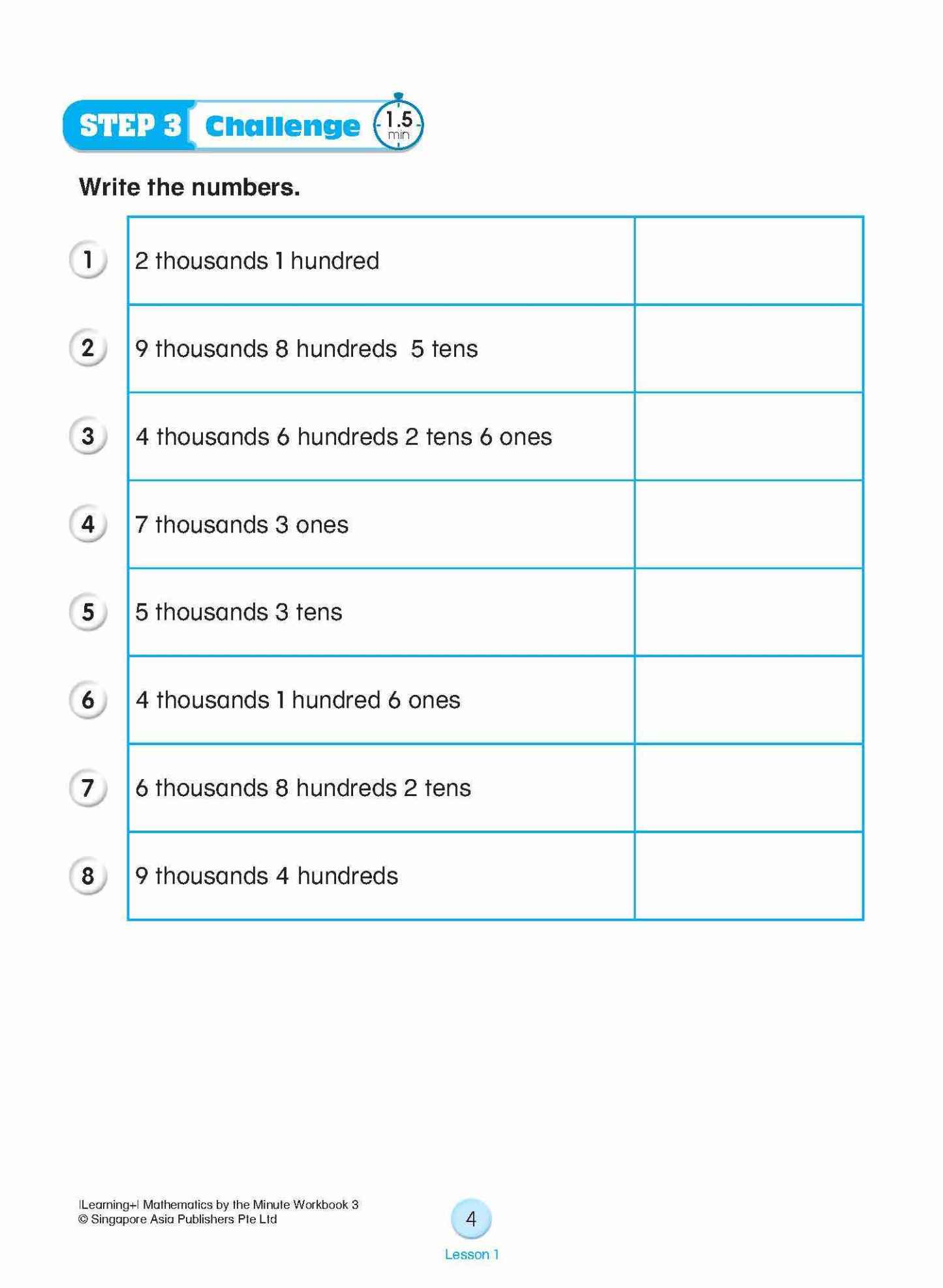 Learning+ Mathematics by the Minute Workbook 3