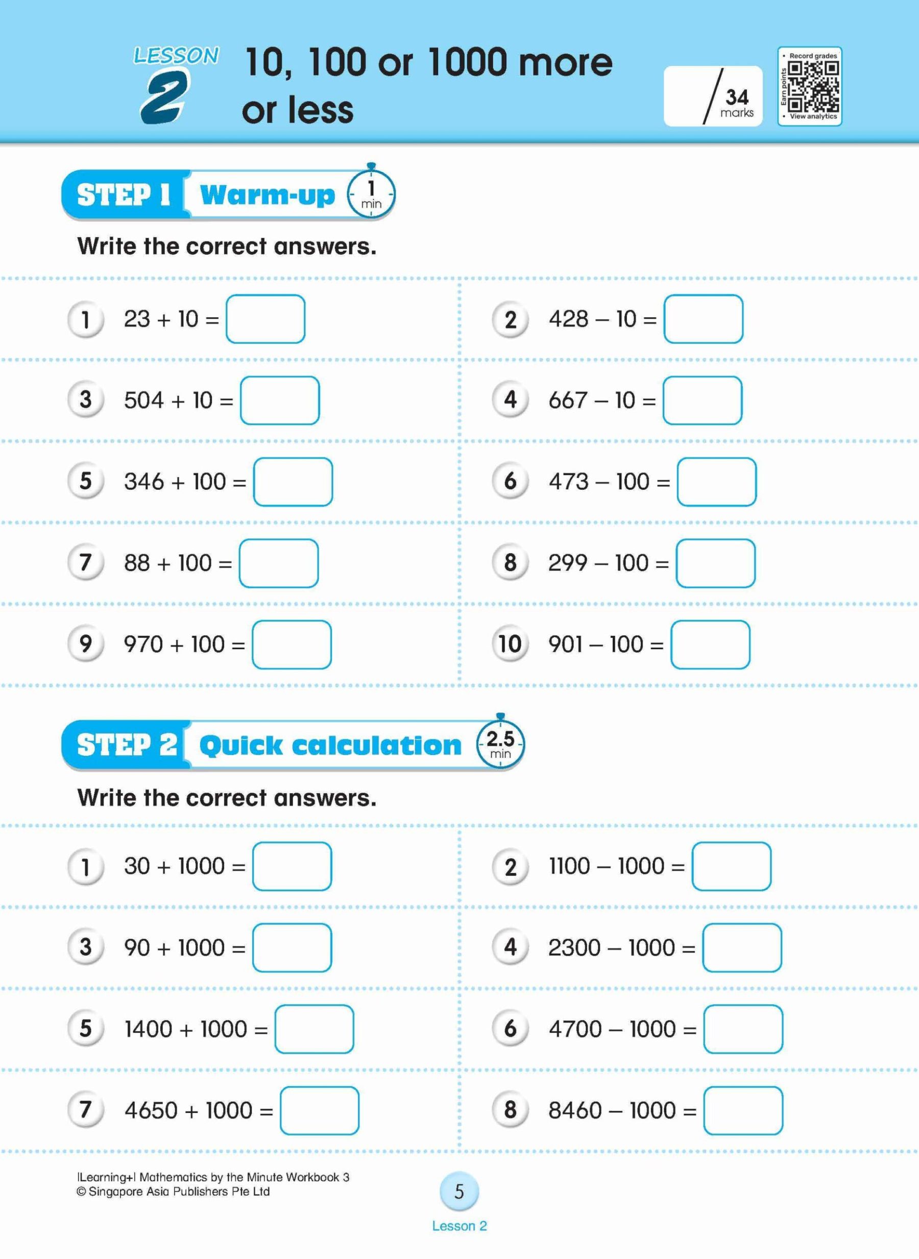 Learning+ Mathematics by the Minute Workbook 3