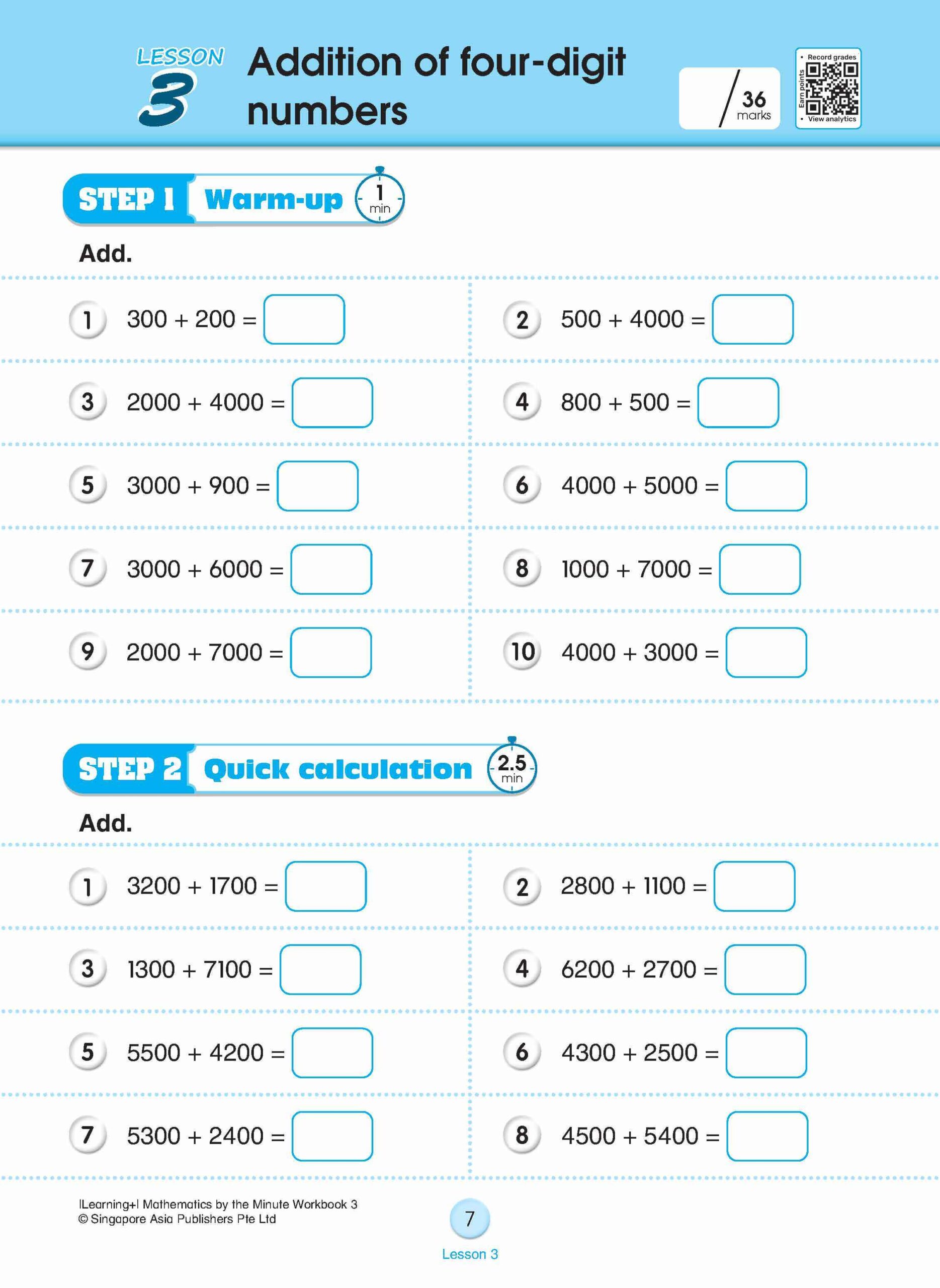 Learning+ Mathematics by the Minute Workbook 3