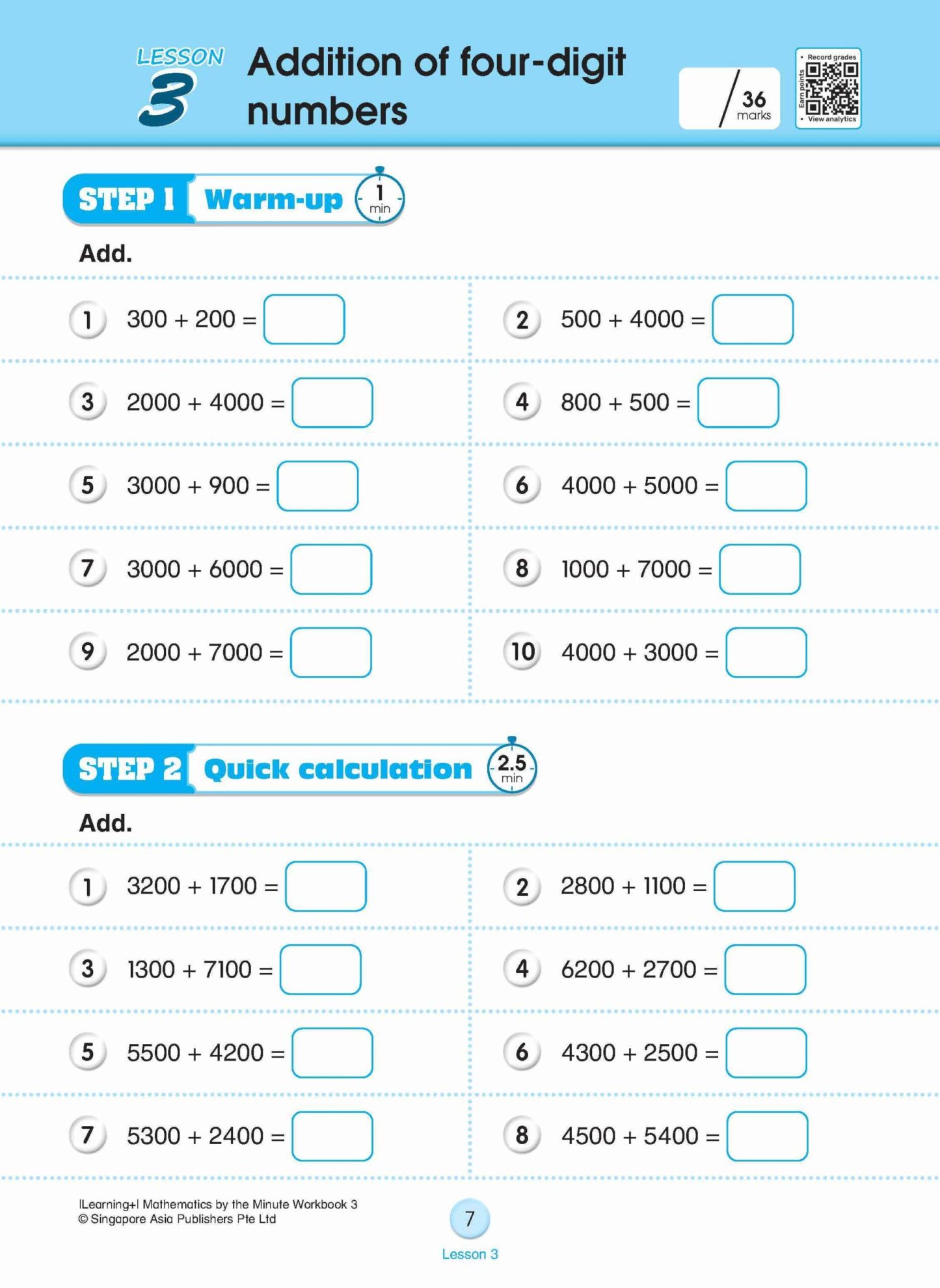 Learning+ Mathematics by the Minute Workbook 3
