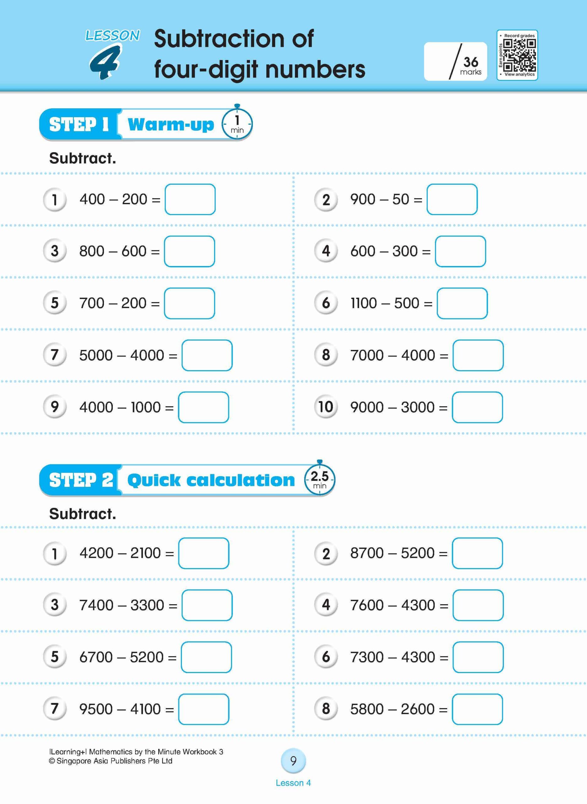 Learning+ Mathematics by the Minute Workbook 3