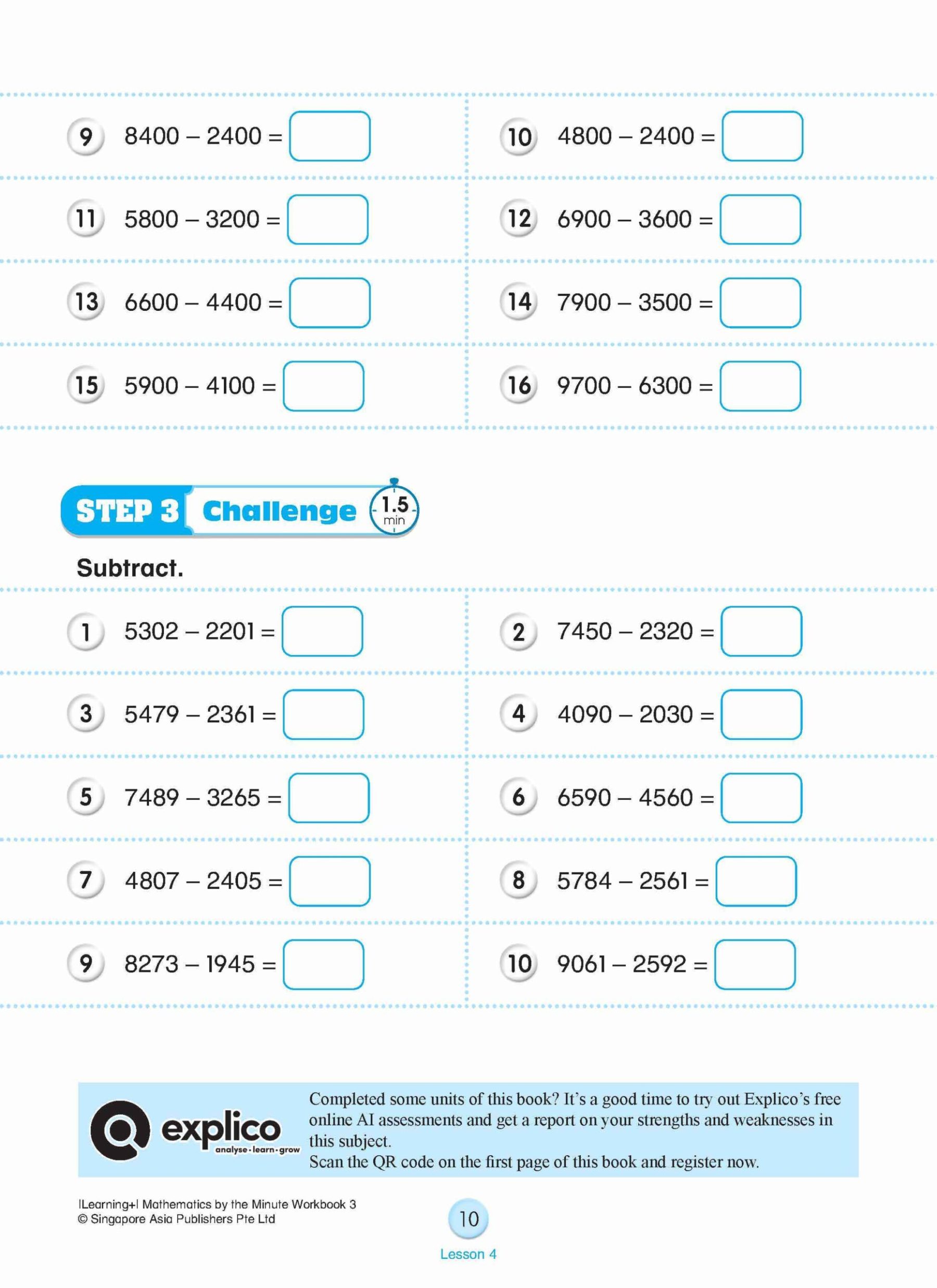 Learning+ Mathematics by the Minute Workbook 3