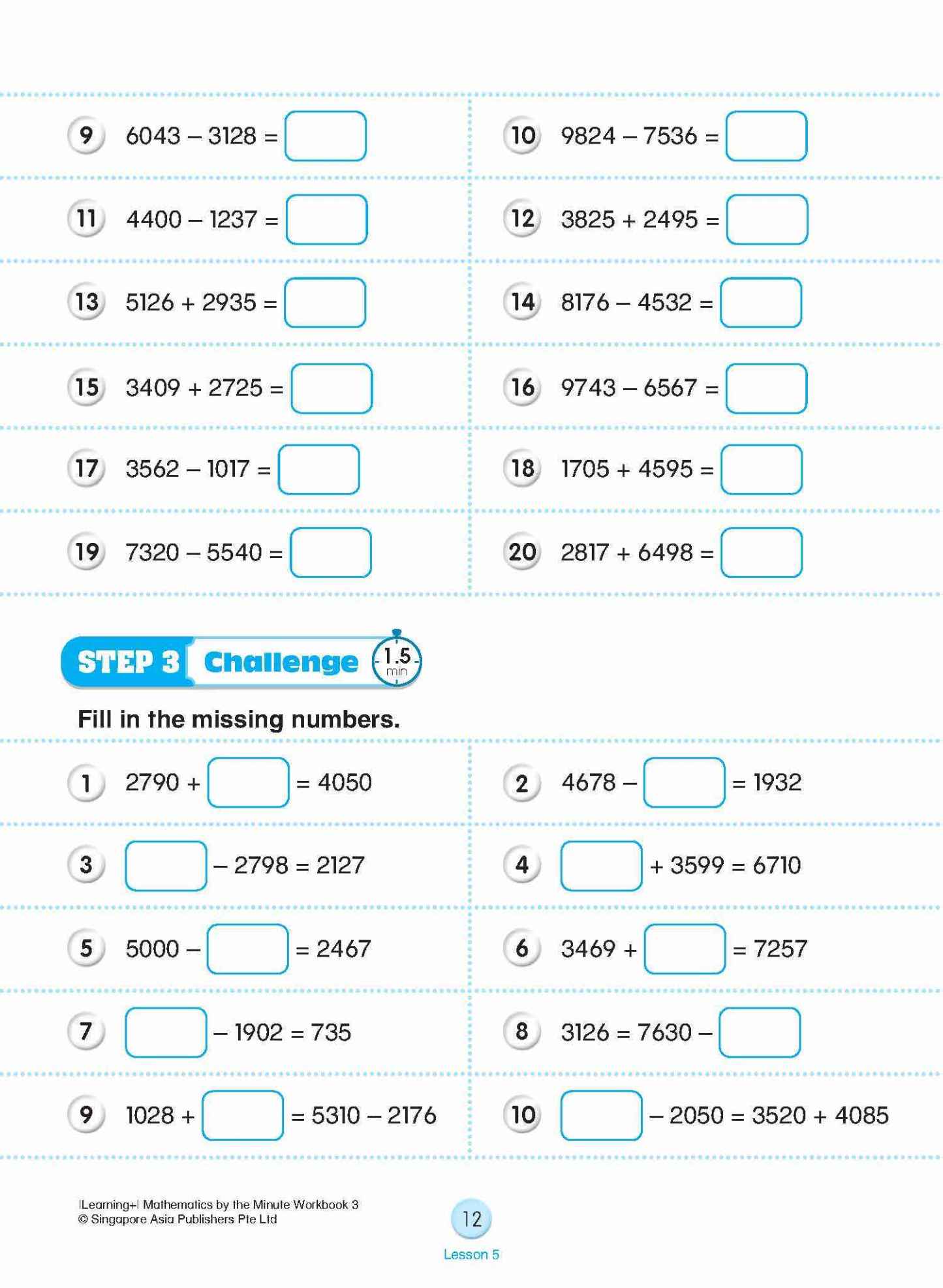 Learning+ Mathematics by the Minute Workbook 3