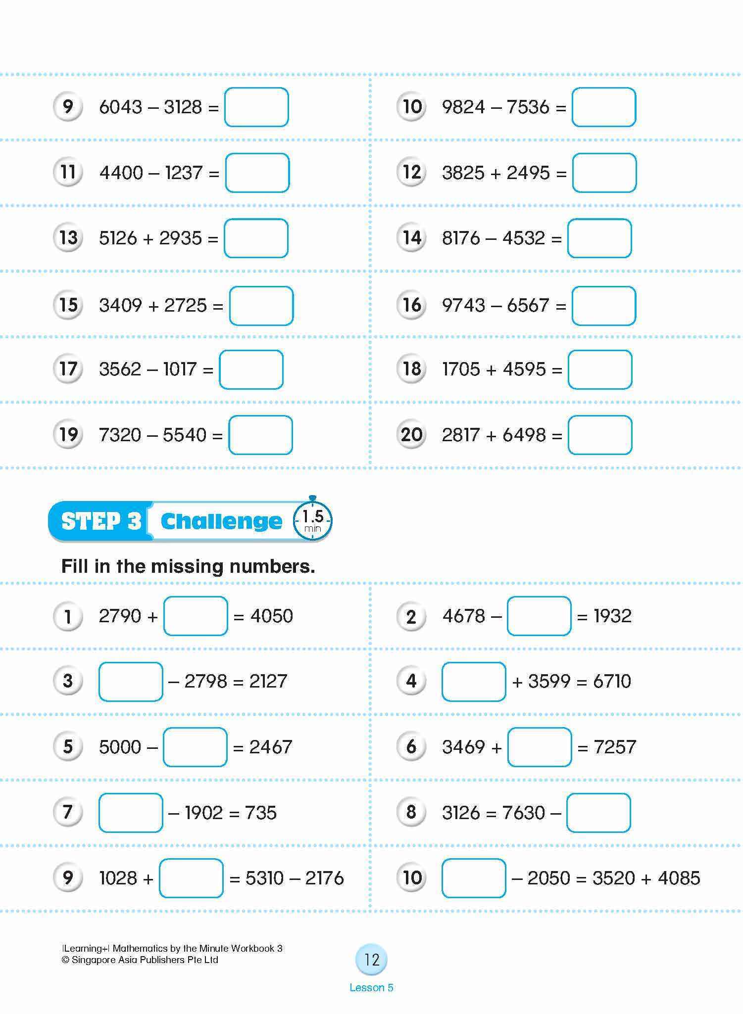 Learning+ Mathematics by the Minute Workbook 3