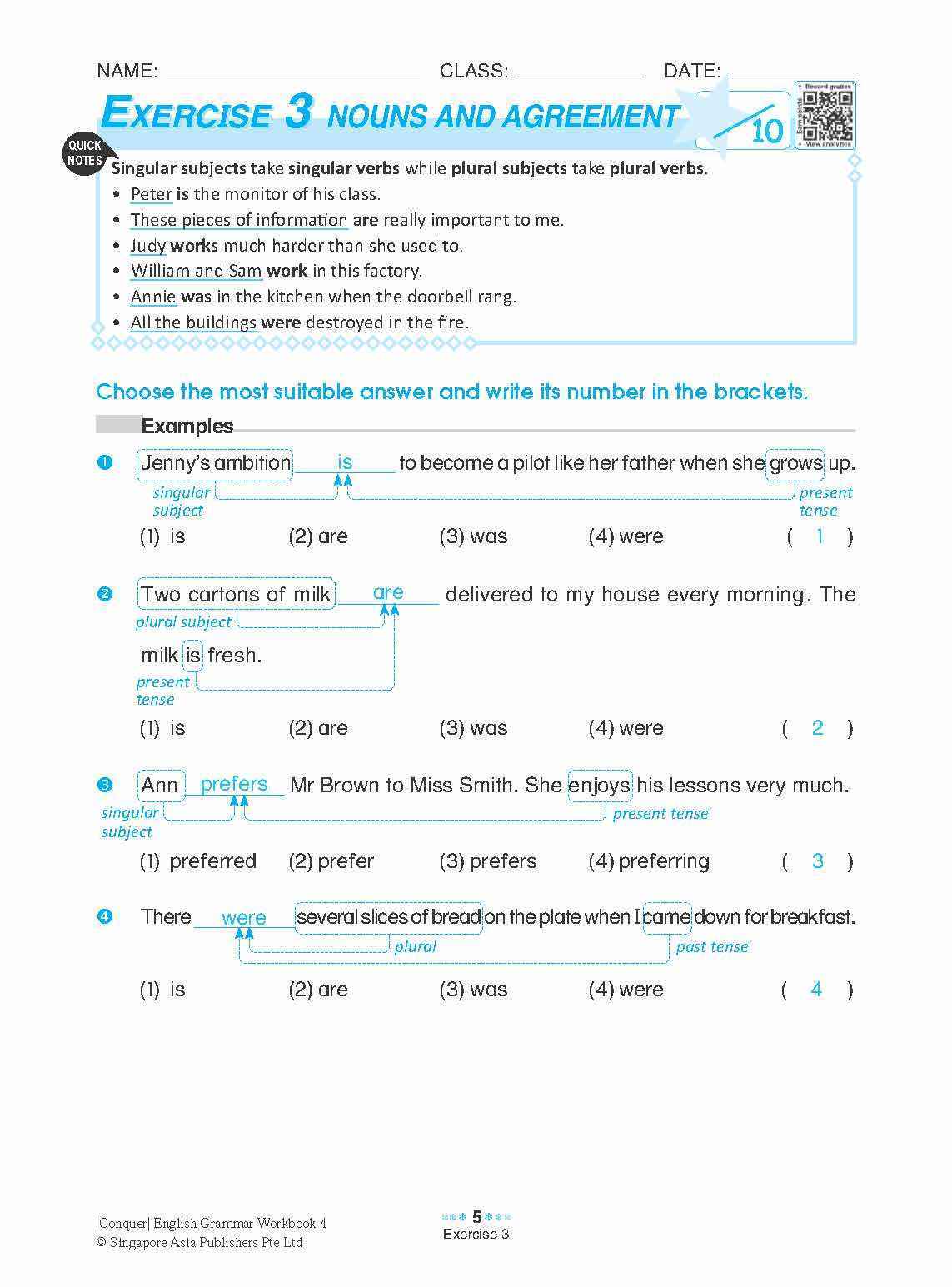 Conquer English Grammar Workbook 4