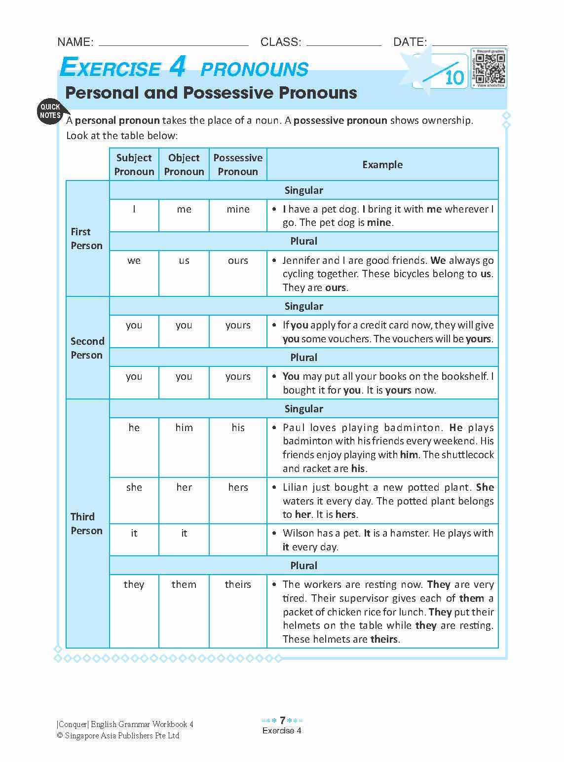 Conquer English Grammar Workbook 4