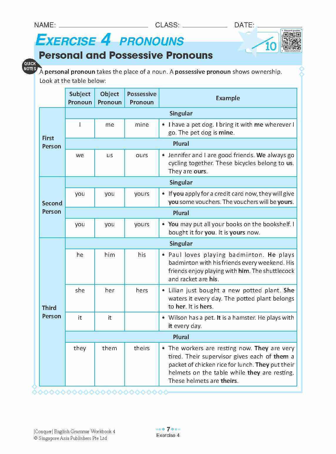 Conquer English Grammar Workbook 4