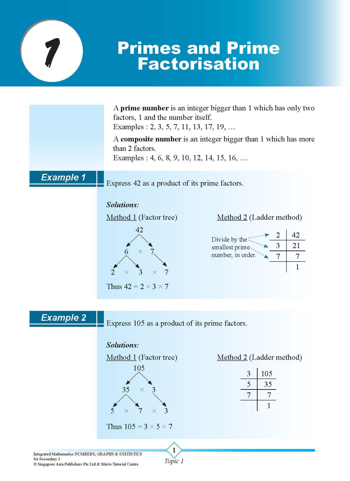 INTEGRATED MATHEMATICS NUMBERS, GRAPHS & STATISTICS For SECONDARY 1 [G3 and IP]