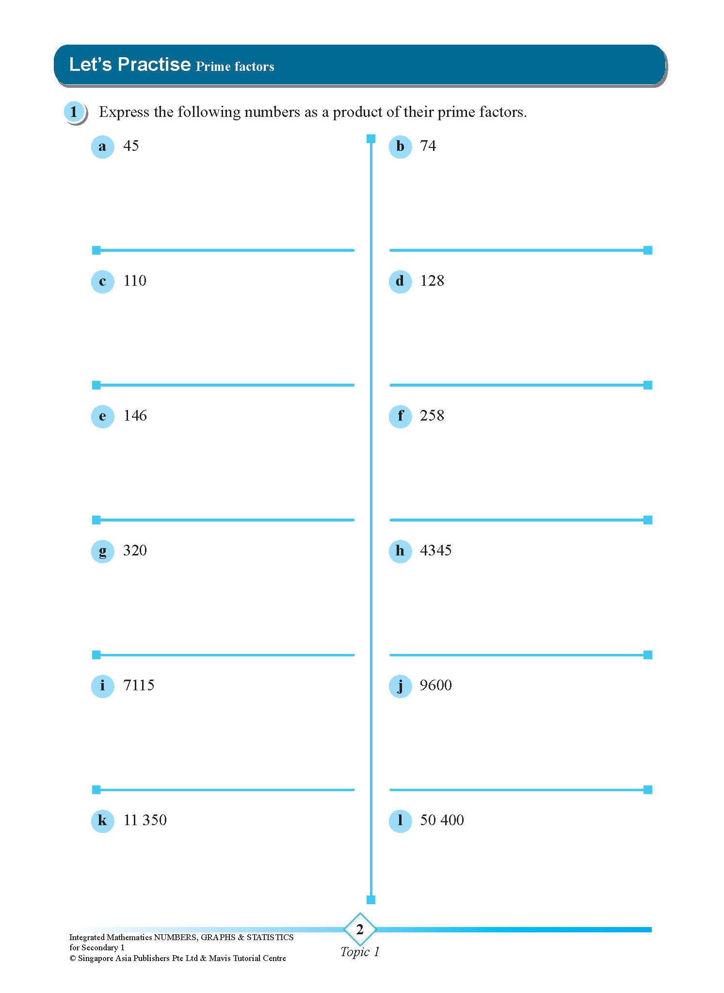 INTEGRATED MATHEMATICS NUMBERS, GRAPHS & STATISTICS For SECONDARY 1 [G3 and IP]