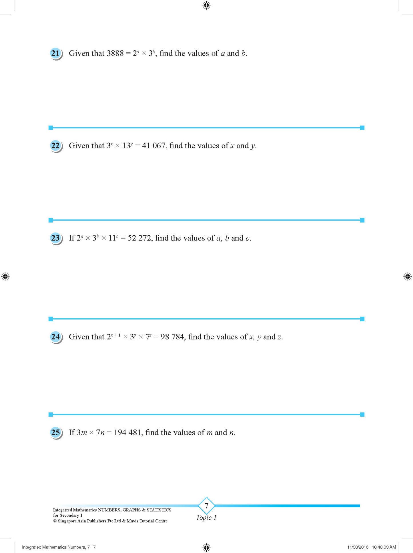 INTEGRATED MATHEMATICS NUMBERS, GRAPHS & STATISTICS For SECONDARY 1 [G3 and IP]