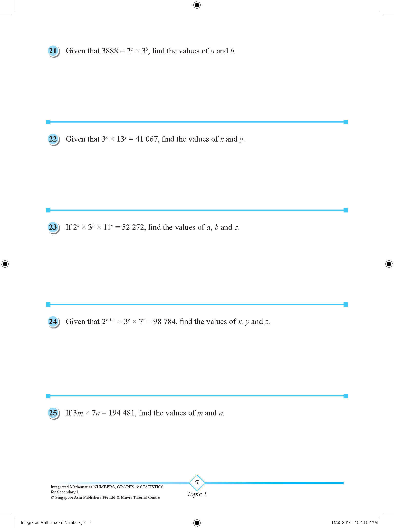 INTEGRATED MATHEMATICS NUMBERS, GRAPHS & STATISTICS For SECONDARY 1 [G3 and IP]