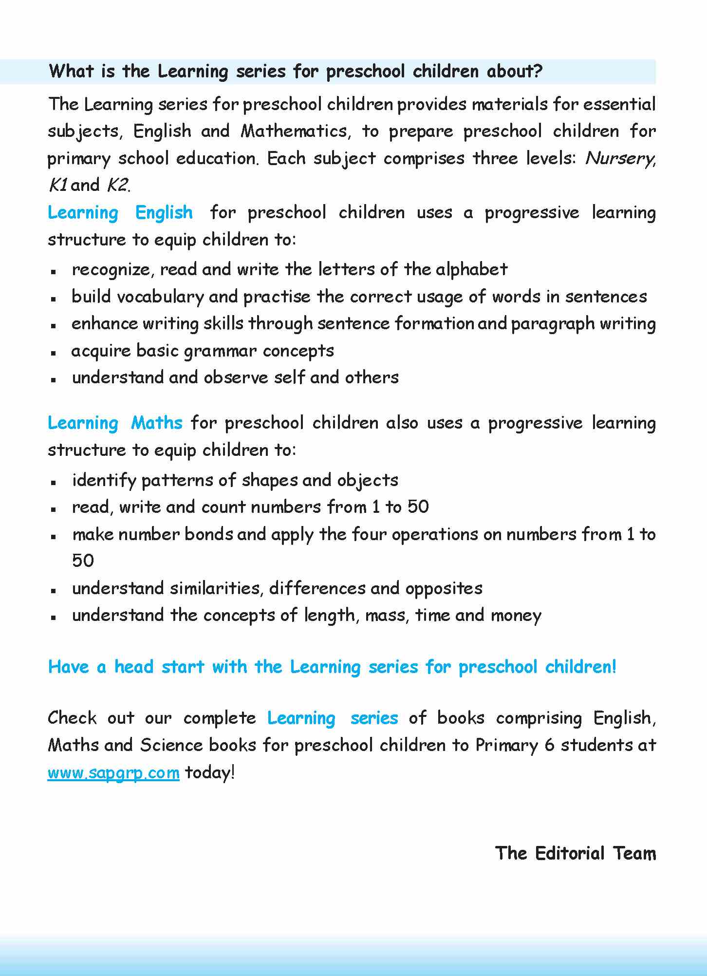 LEARNING MATHS Nursery