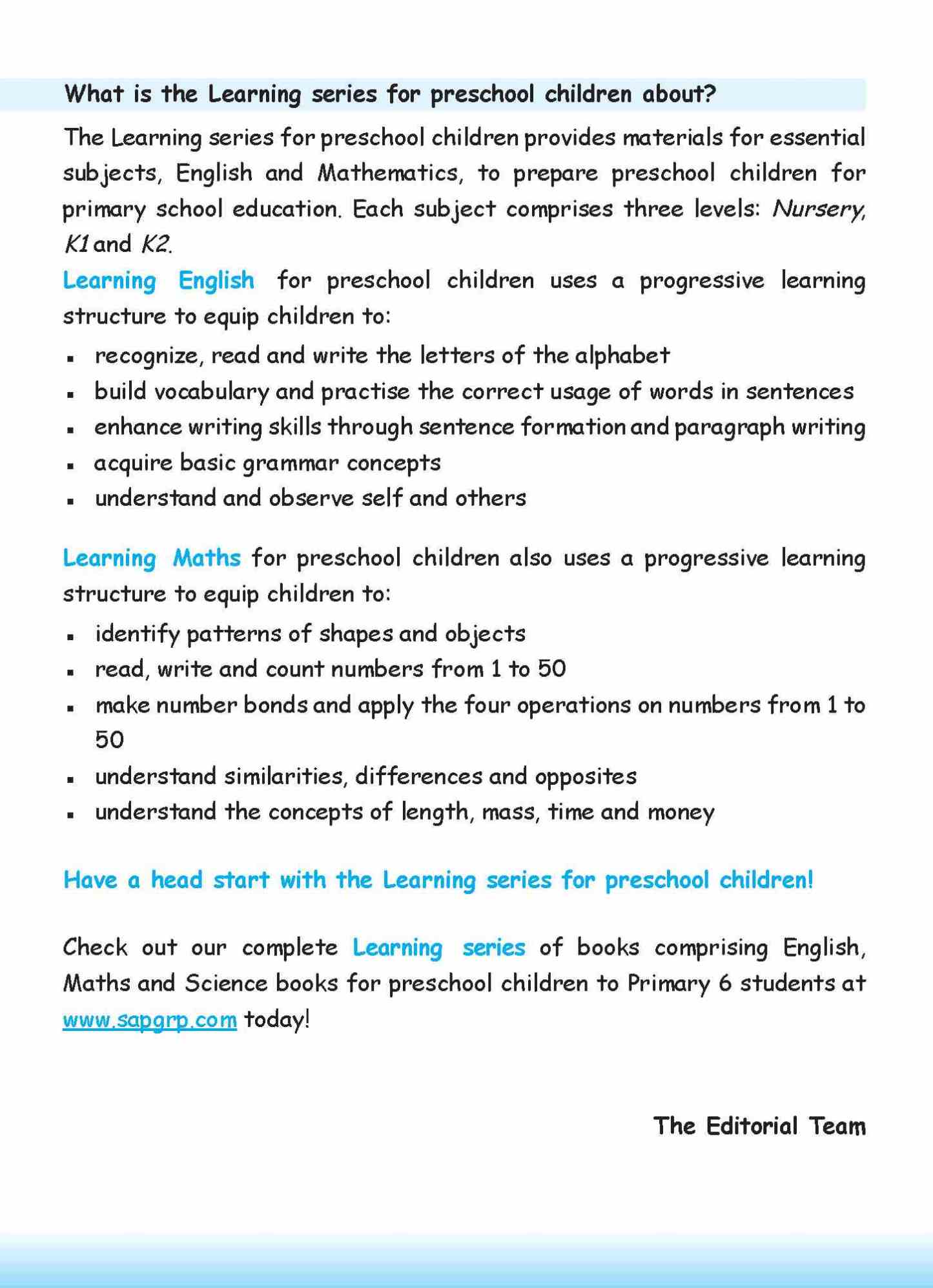LEARNING MATHS Nursery