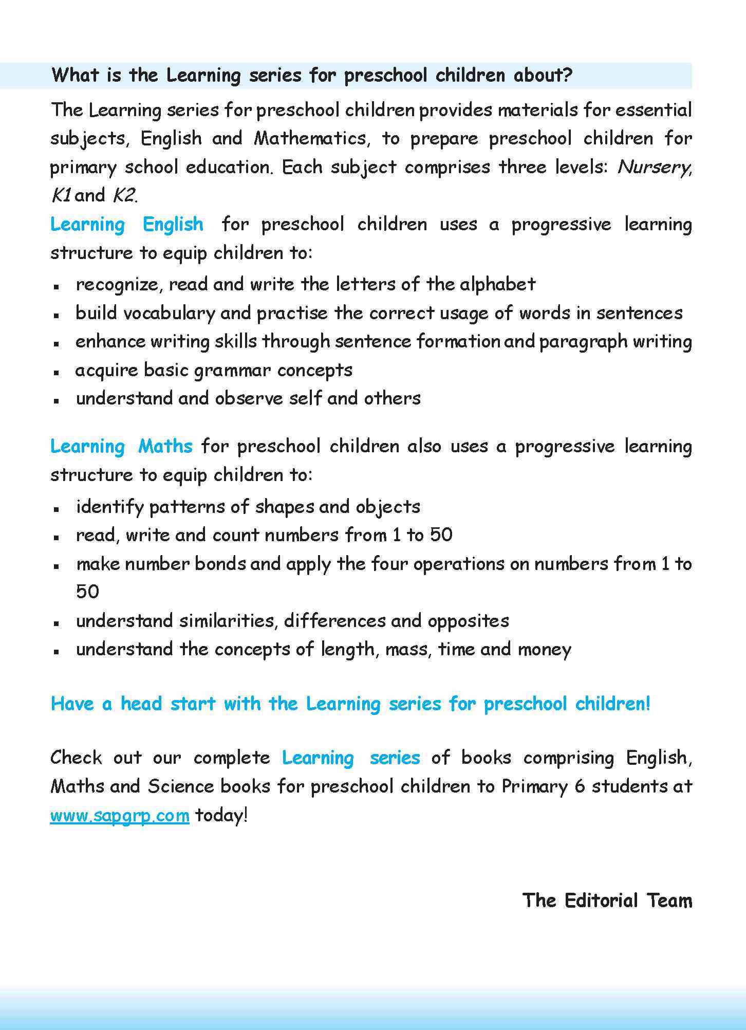 LEARNING MATHS Nursery