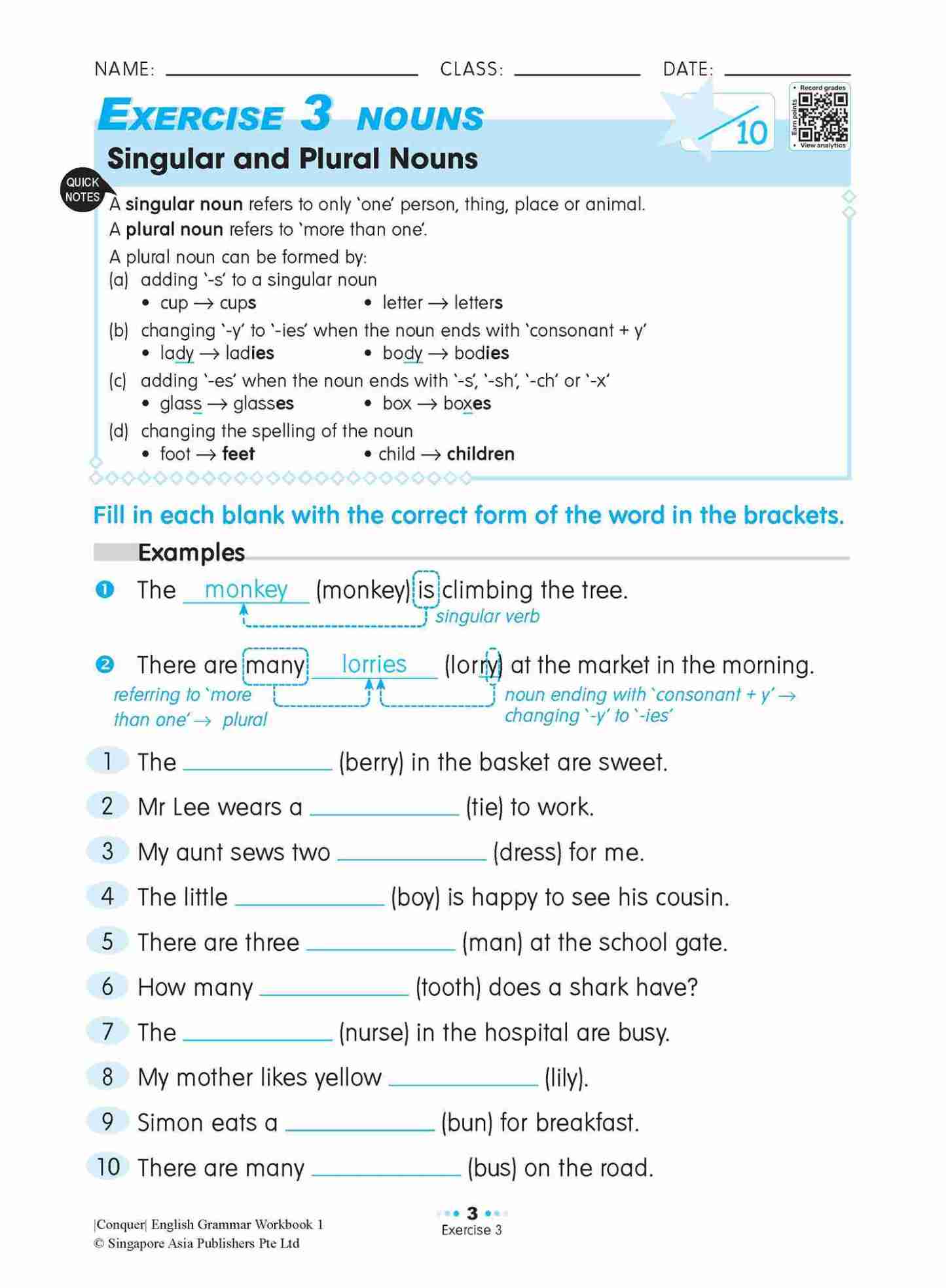 Conquer English Grammar Workbook 1