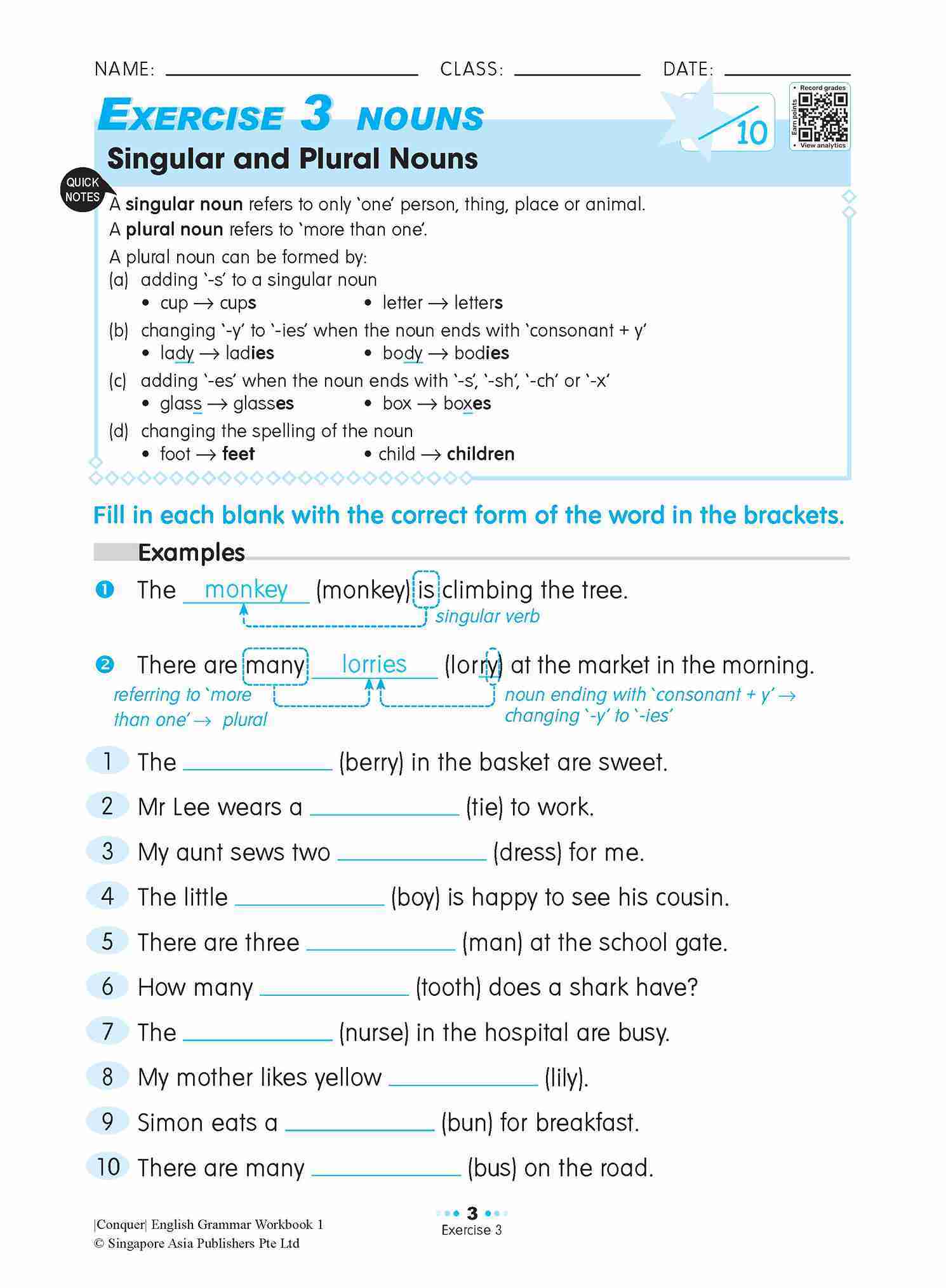 Conquer English Grammar Workbook 1