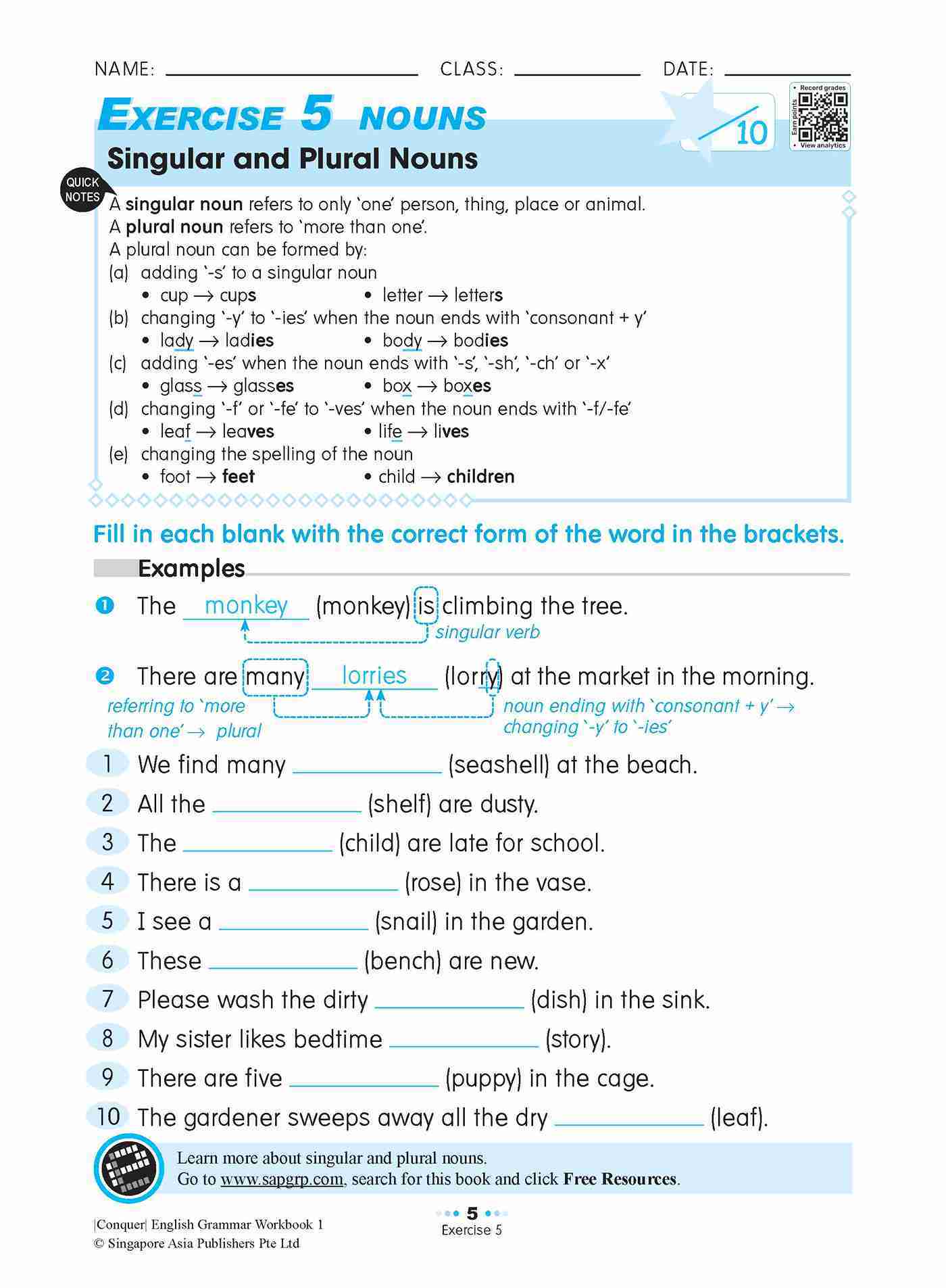 Conquer English Grammar Workbook 1