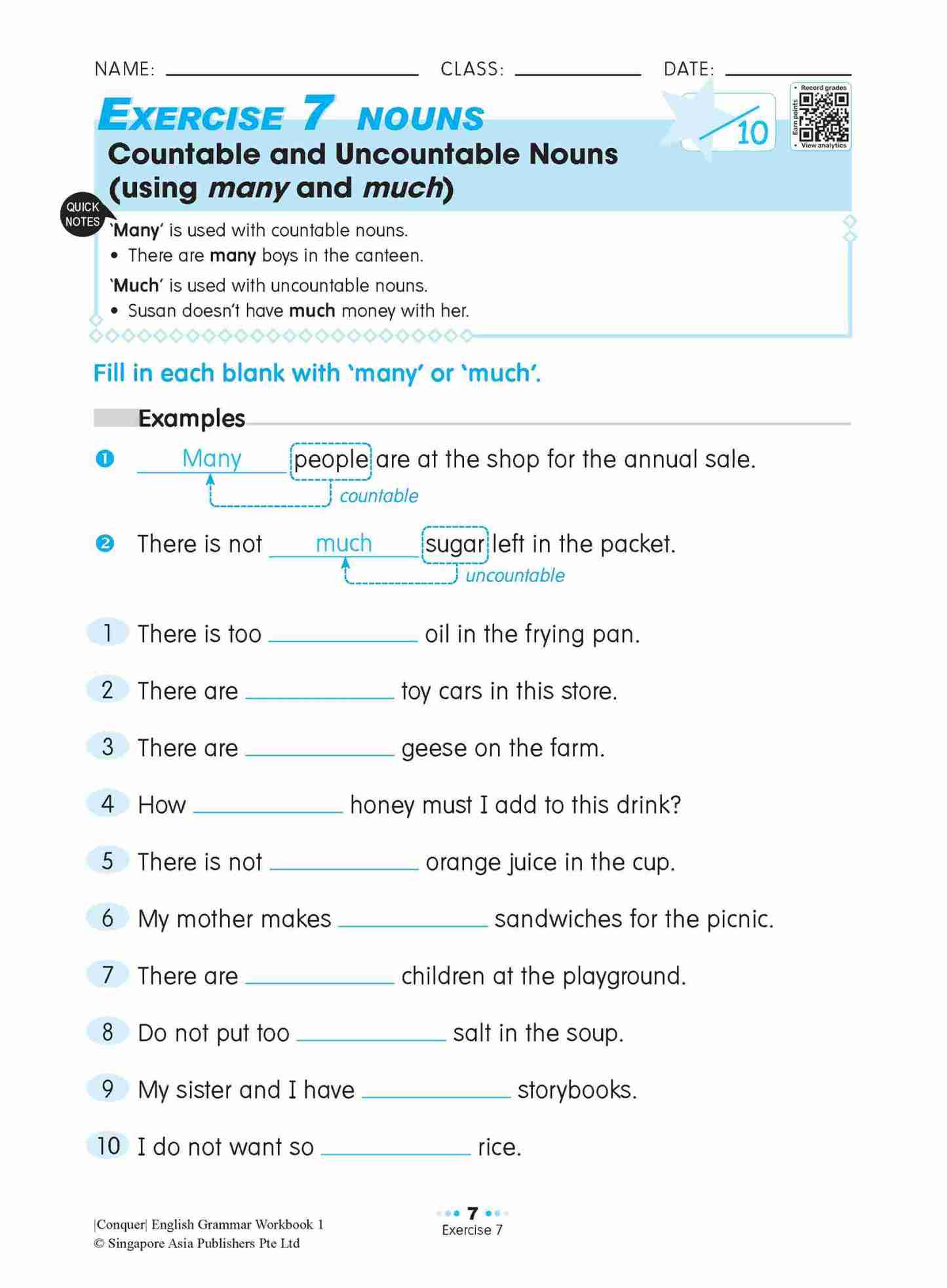Conquer English Grammar Workbook 1