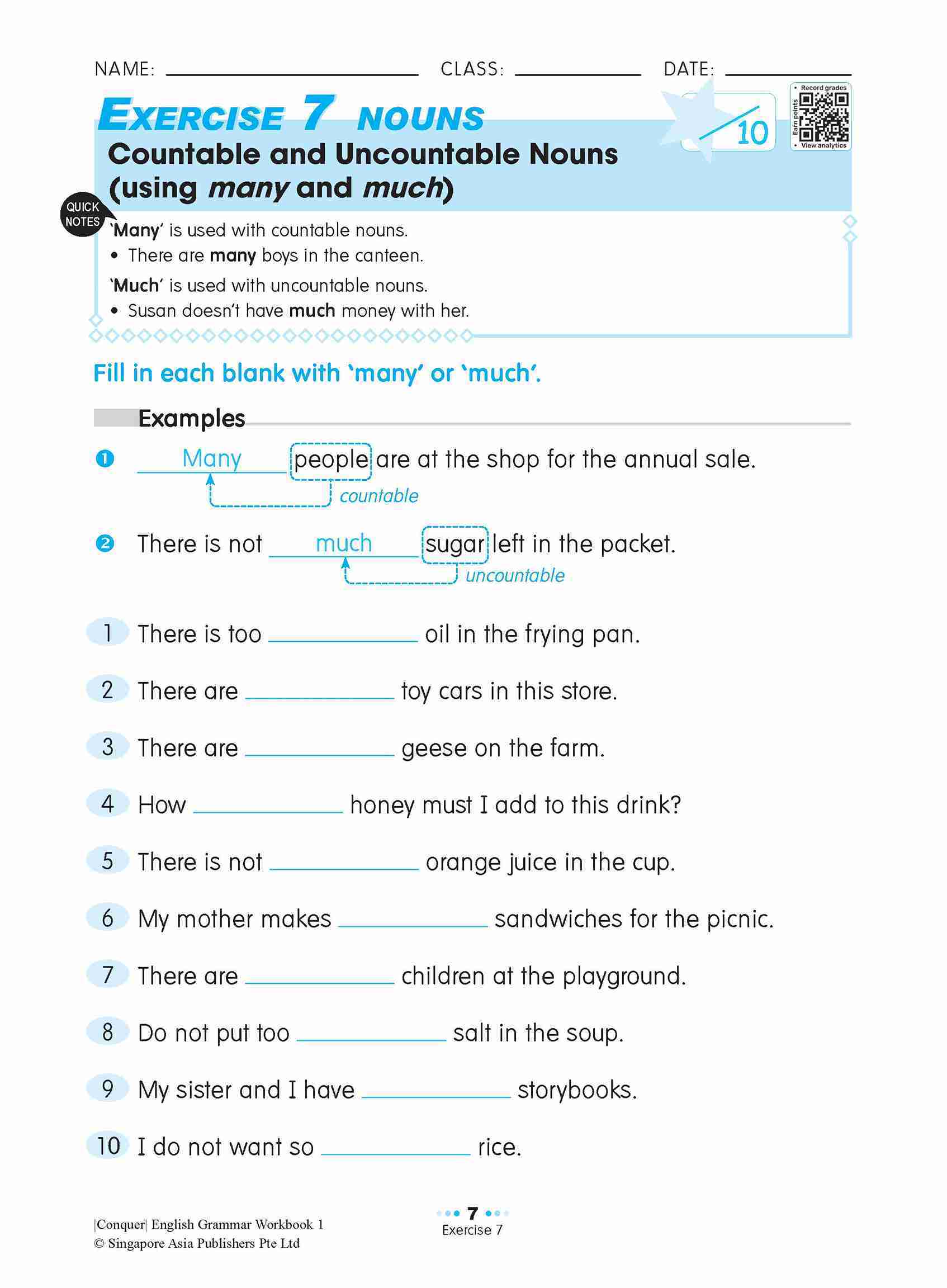 Conquer English Grammar Workbook 1