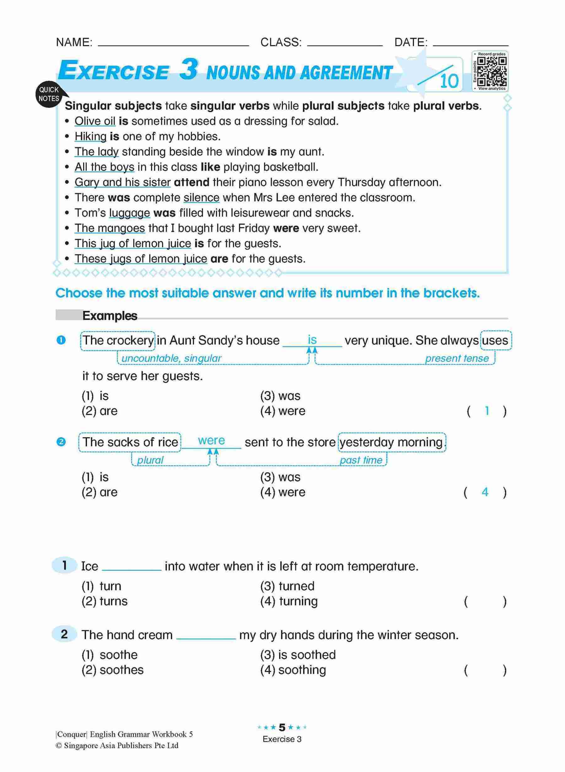 Conquer English Grammar Workbook 5