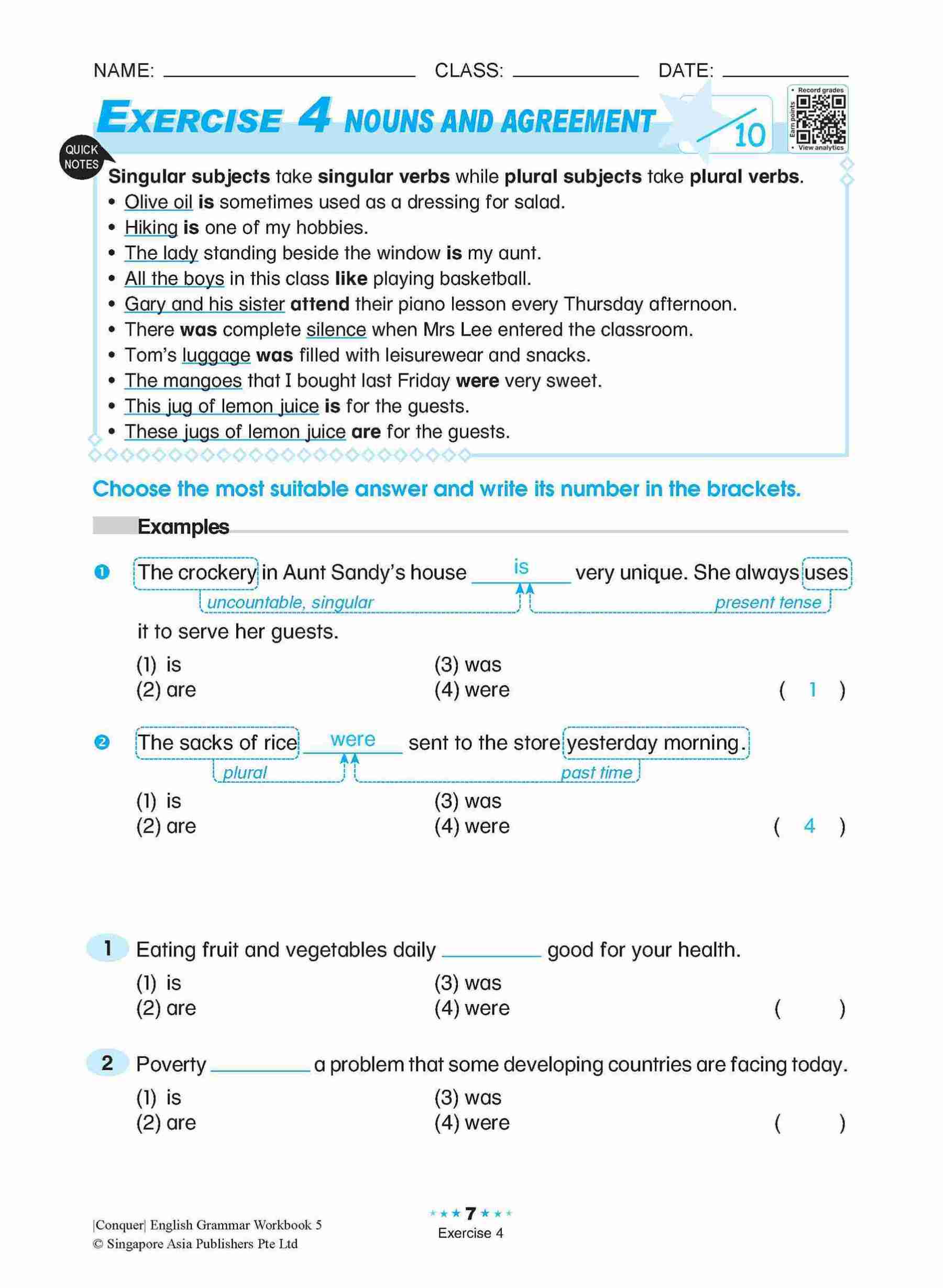 Conquer English Grammar Workbook 5