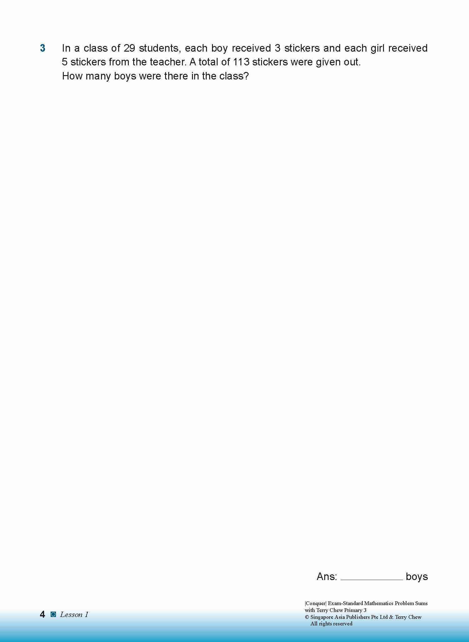 Conquer EXAM-STANDARD Mathematics PROBLEM SUMS with Terry Chew Primary 3