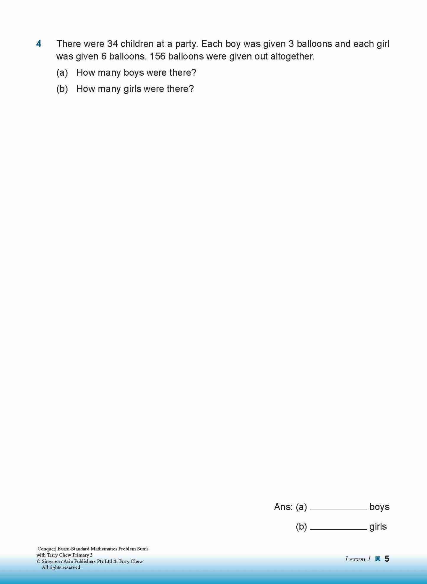 Conquer EXAM-STANDARD Mathematics PROBLEM SUMS with Terry Chew Primary 3