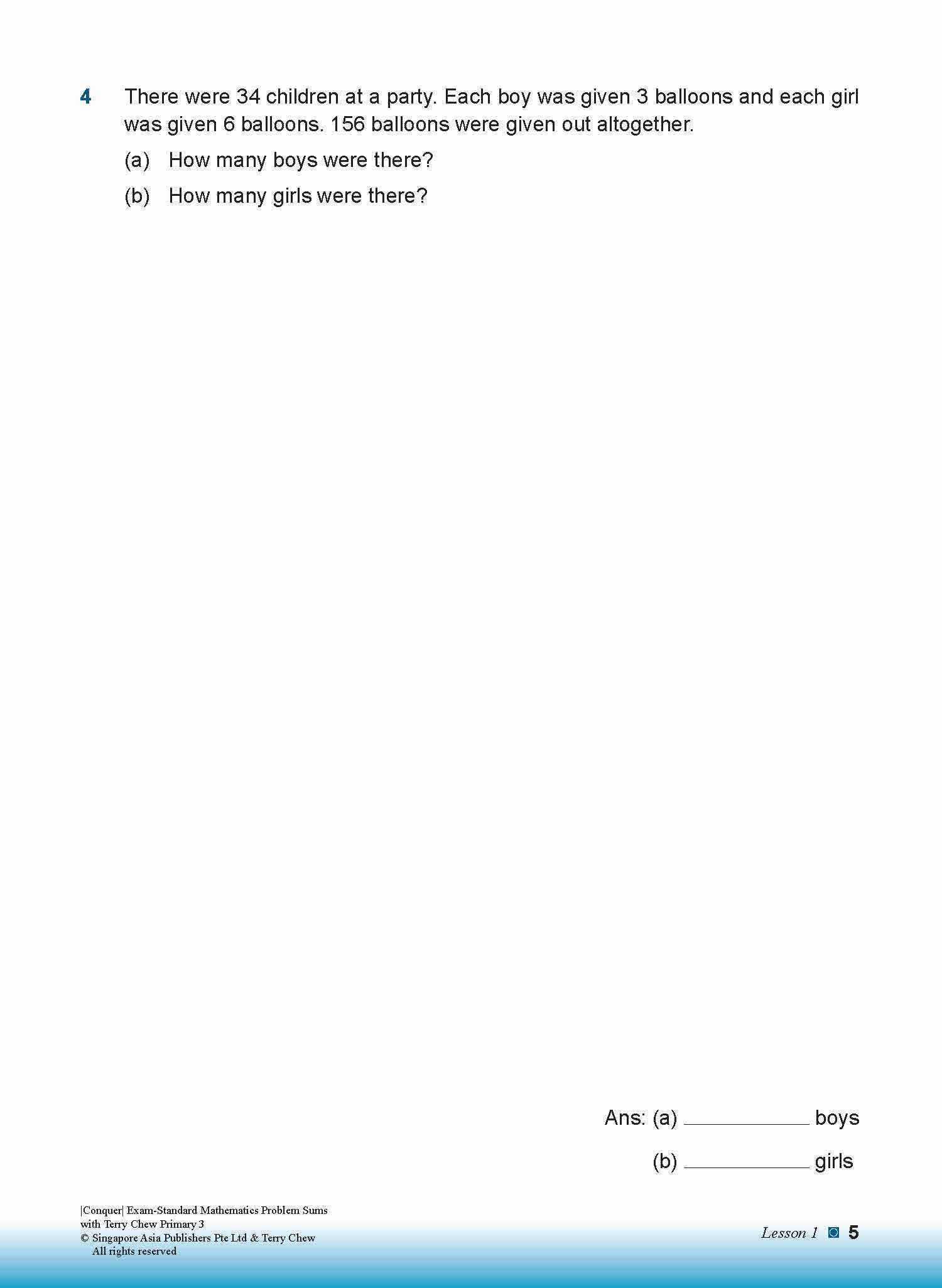 Conquer EXAM-STANDARD Mathematics PROBLEM SUMS with Terry Chew Primary 3