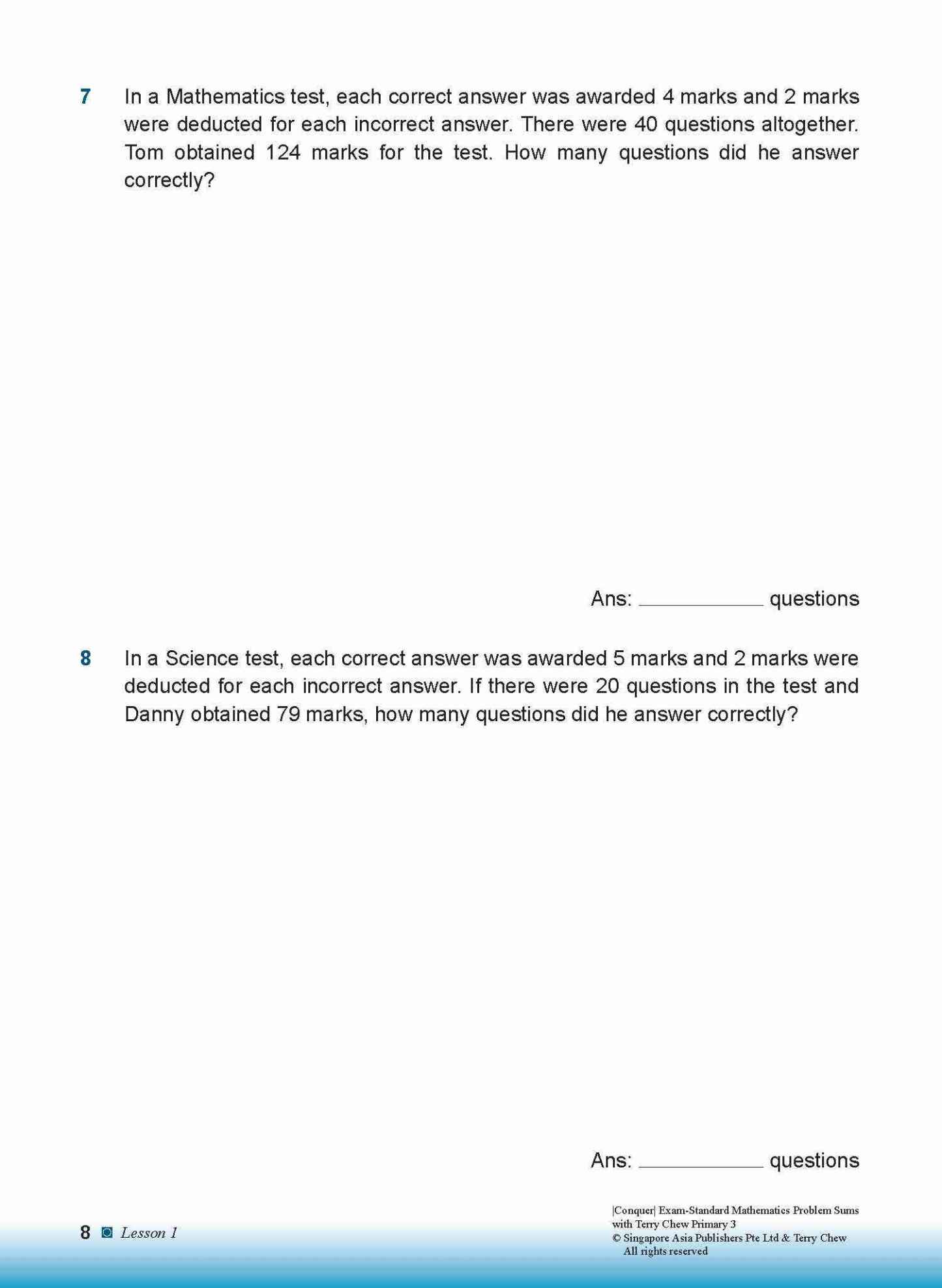 Conquer EXAM-STANDARD Mathematics PROBLEM SUMS with Terry Chew Primary 3