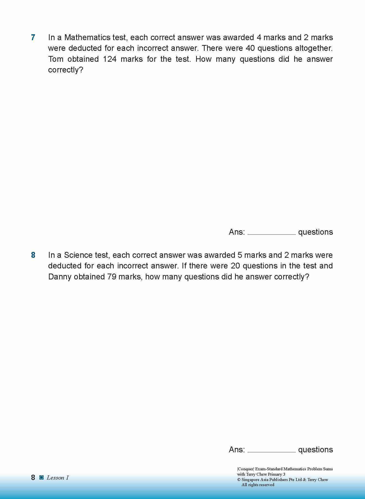 Conquer EXAM-STANDARD Mathematics PROBLEM SUMS with Terry Chew Primary 3