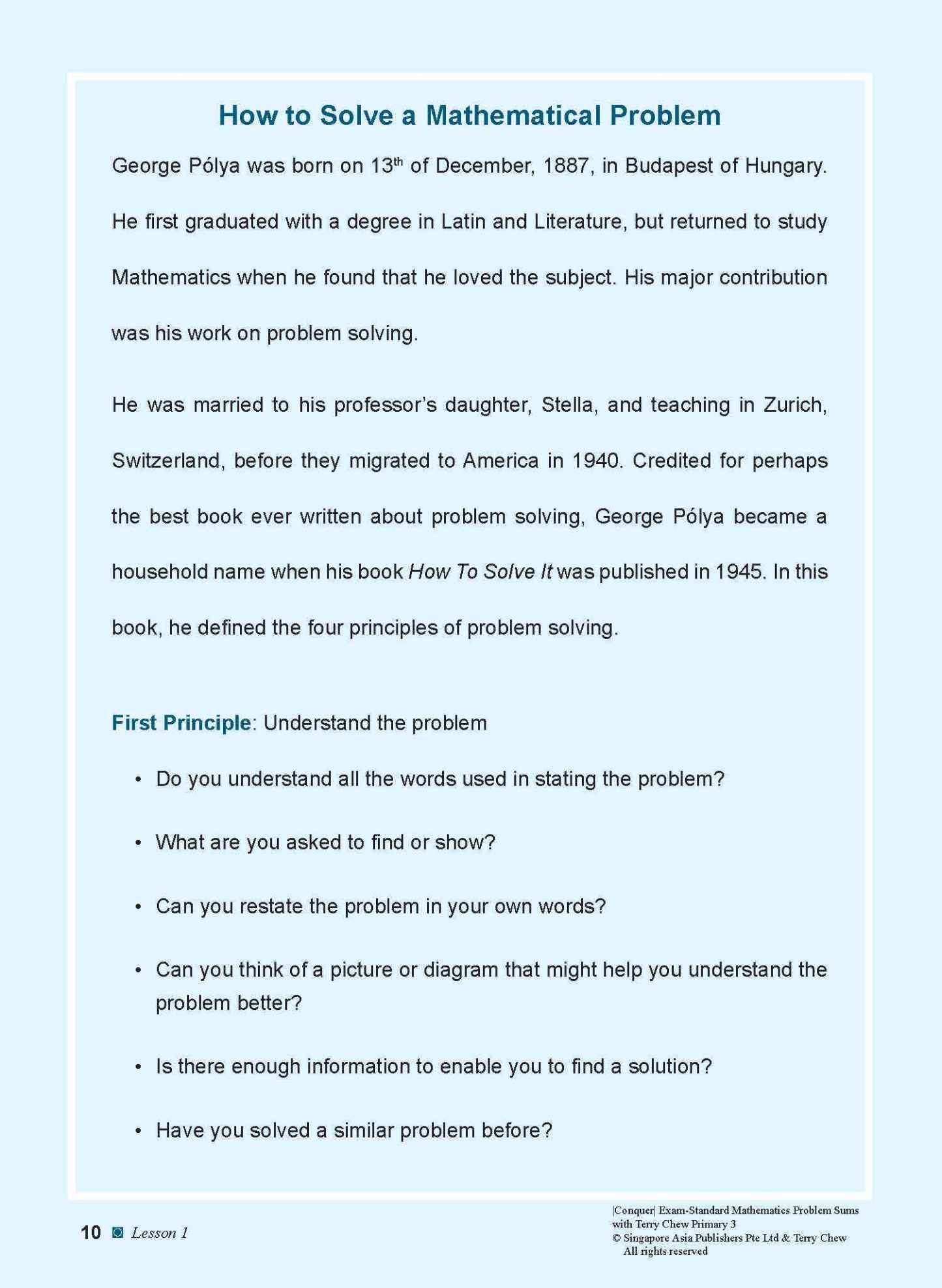 Conquer EXAM-STANDARD Mathematics PROBLEM SUMS with Terry Chew Primary 3