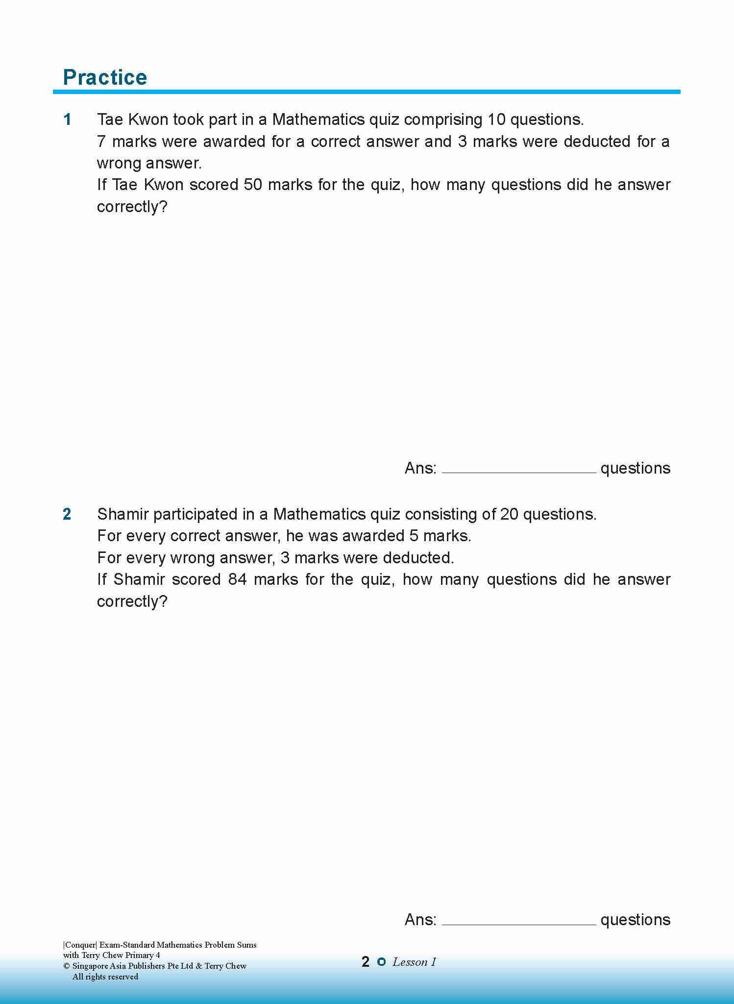 Conquer EXAM-STANDARD Mathematics PROBLEM SUMS with Terry Chew Primary 4