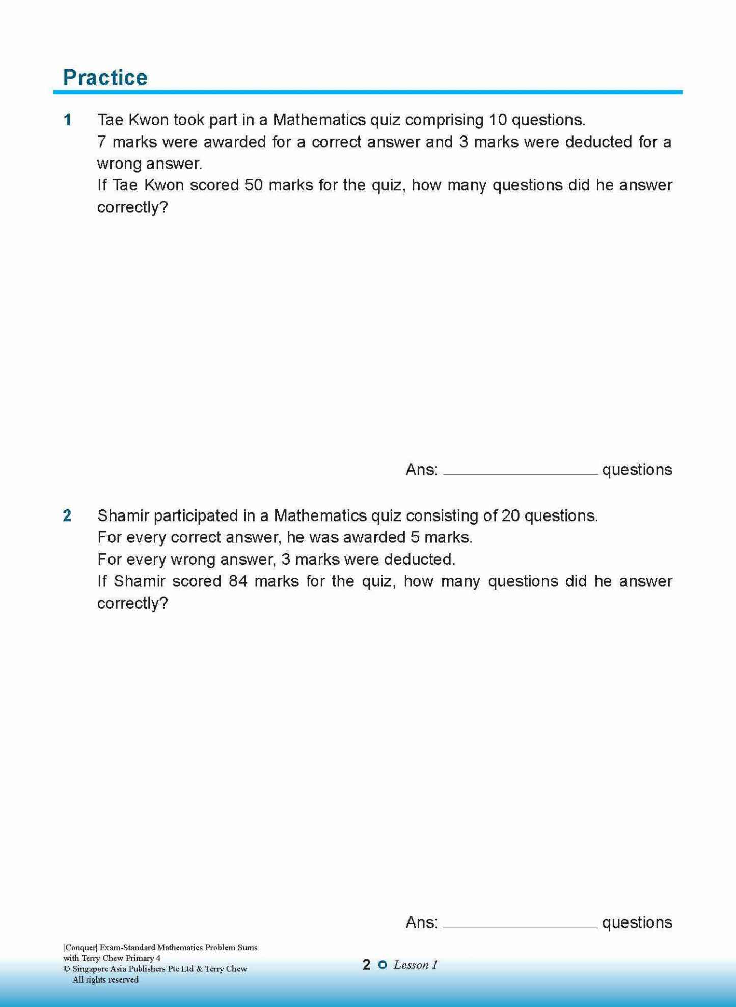 Conquer EXAM-STANDARD Mathematics PROBLEM SUMS with Terry Chew Primary 4