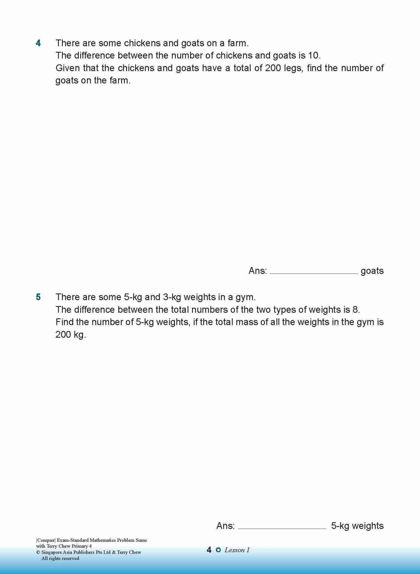 Conquer EXAM-STANDARD Mathematics PROBLEM SUMS with Terry Chew Primary 4