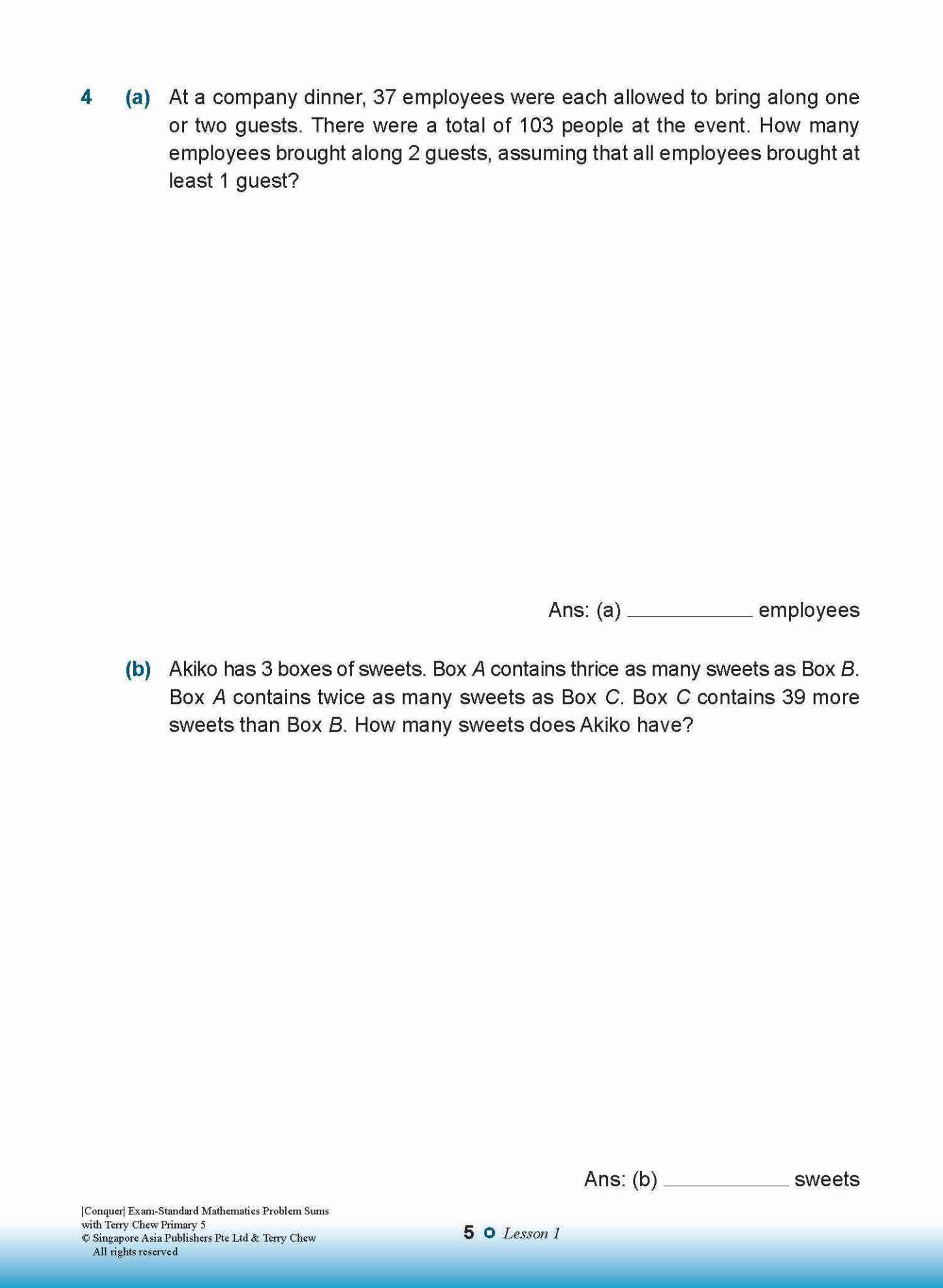 Conquer EXAM-STANDARD Mathematics PROBLEM SUMS with Terry Chew Primary 5