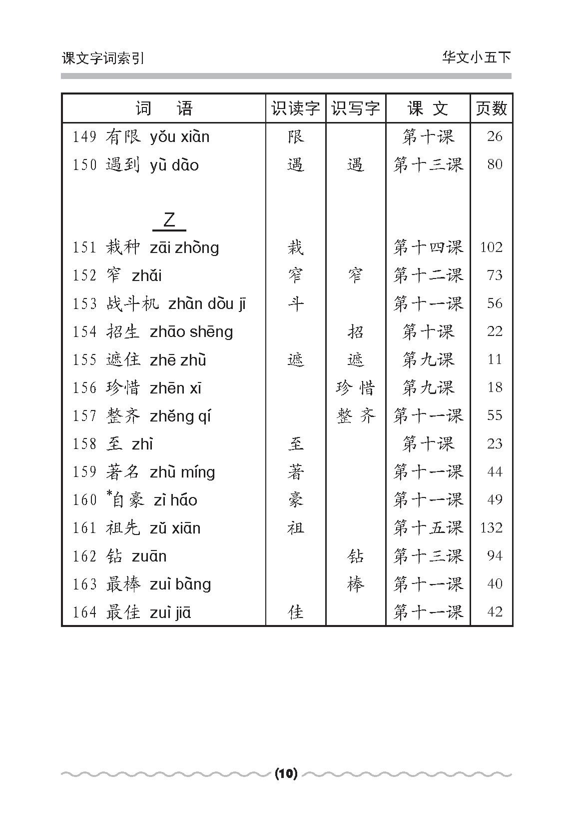 小五华文课文字词手册 5B / A Handbook of Chinese Vocabulary for Primary 5B