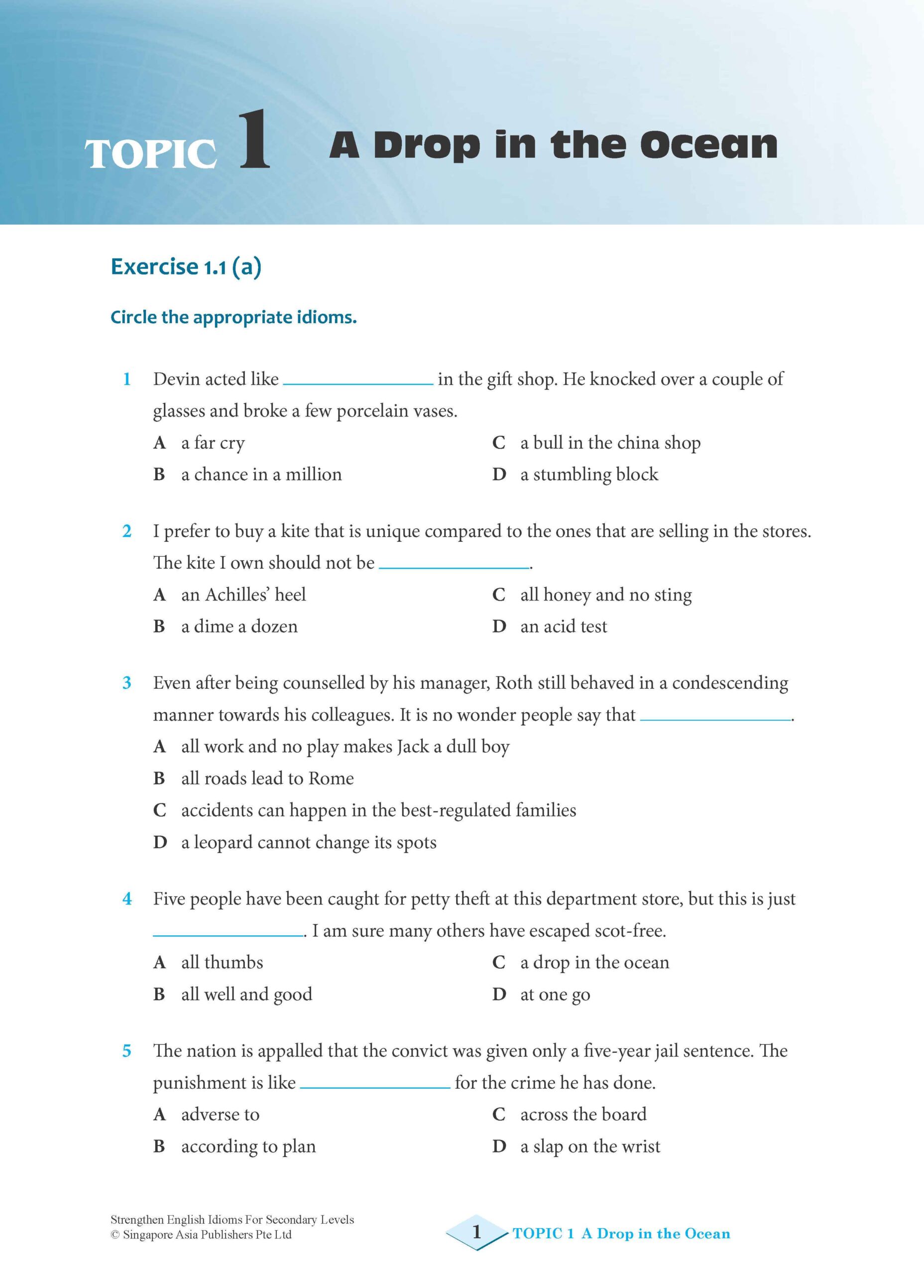 Strengthen English IDIOMS FOR SECONDARY LEVELS