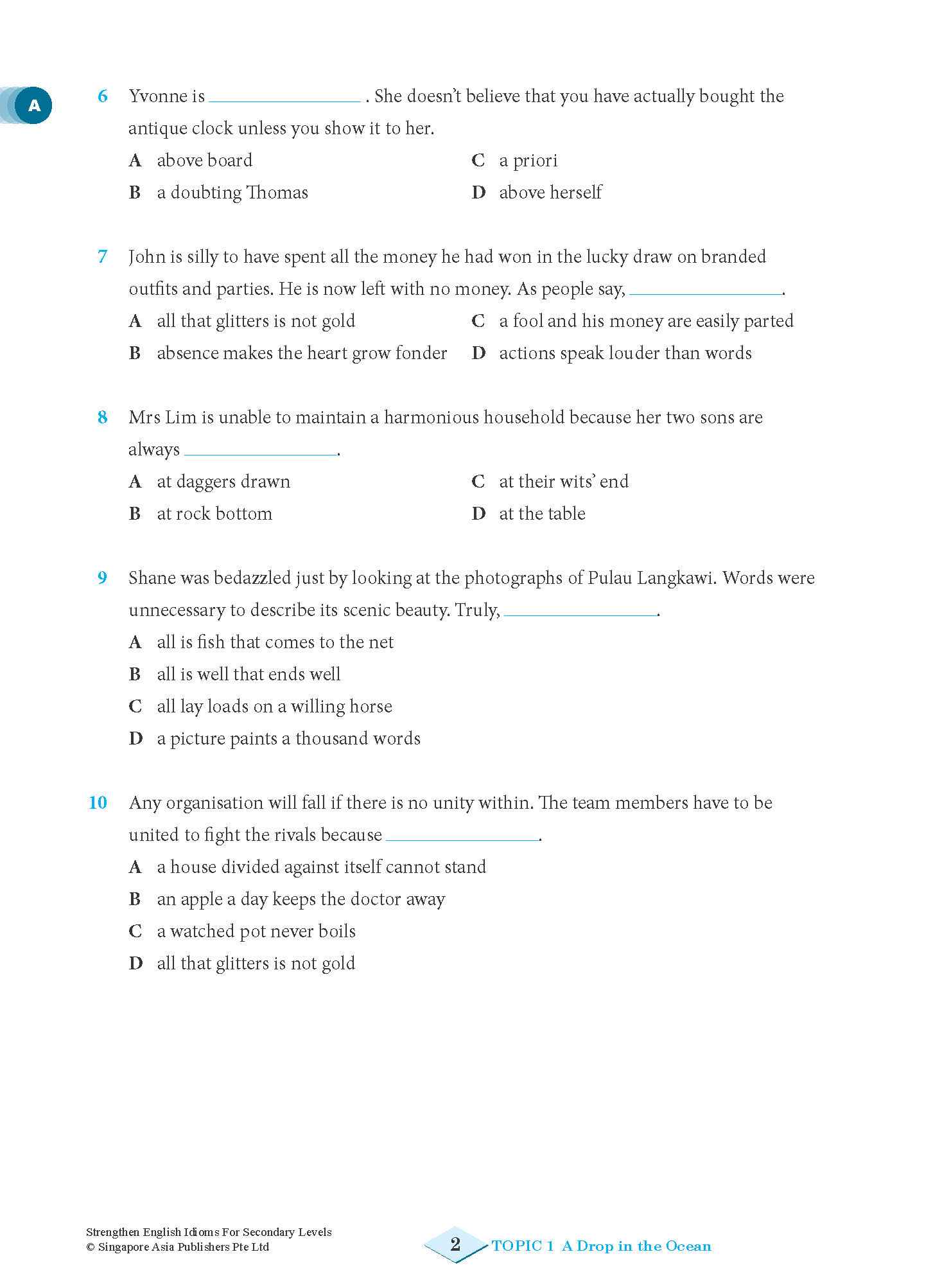 Strengthen English IDIOMS FOR SECONDARY LEVELS