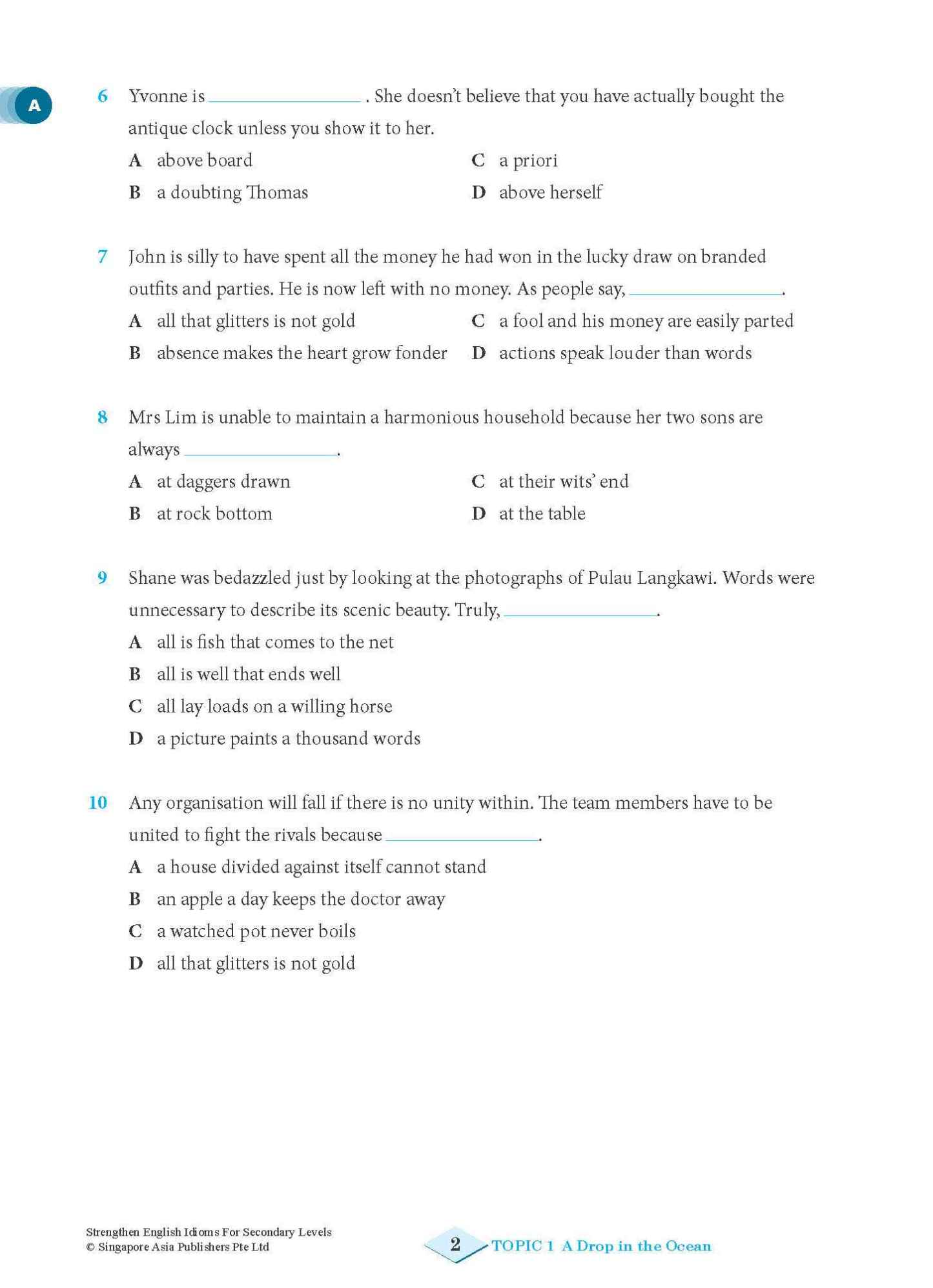 Strengthen English IDIOMS FOR SECONDARY LEVELS