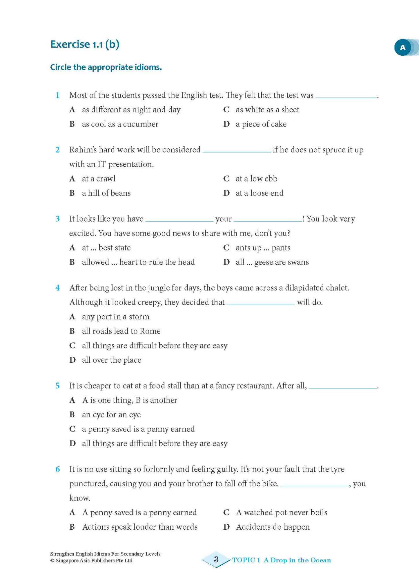 Strengthen English IDIOMS FOR SECONDARY LEVELS