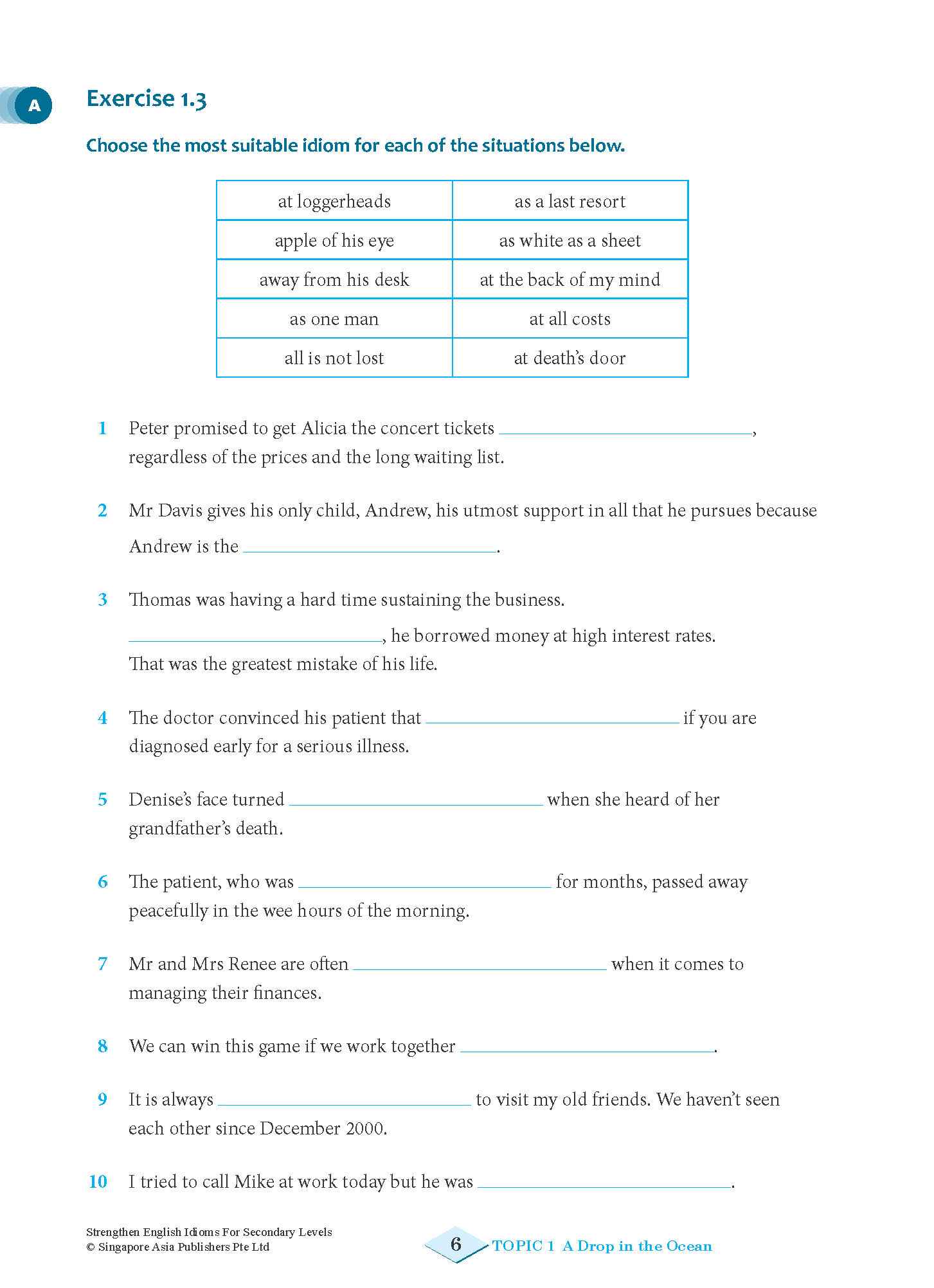 Strengthen English IDIOMS FOR SECONDARY LEVELS