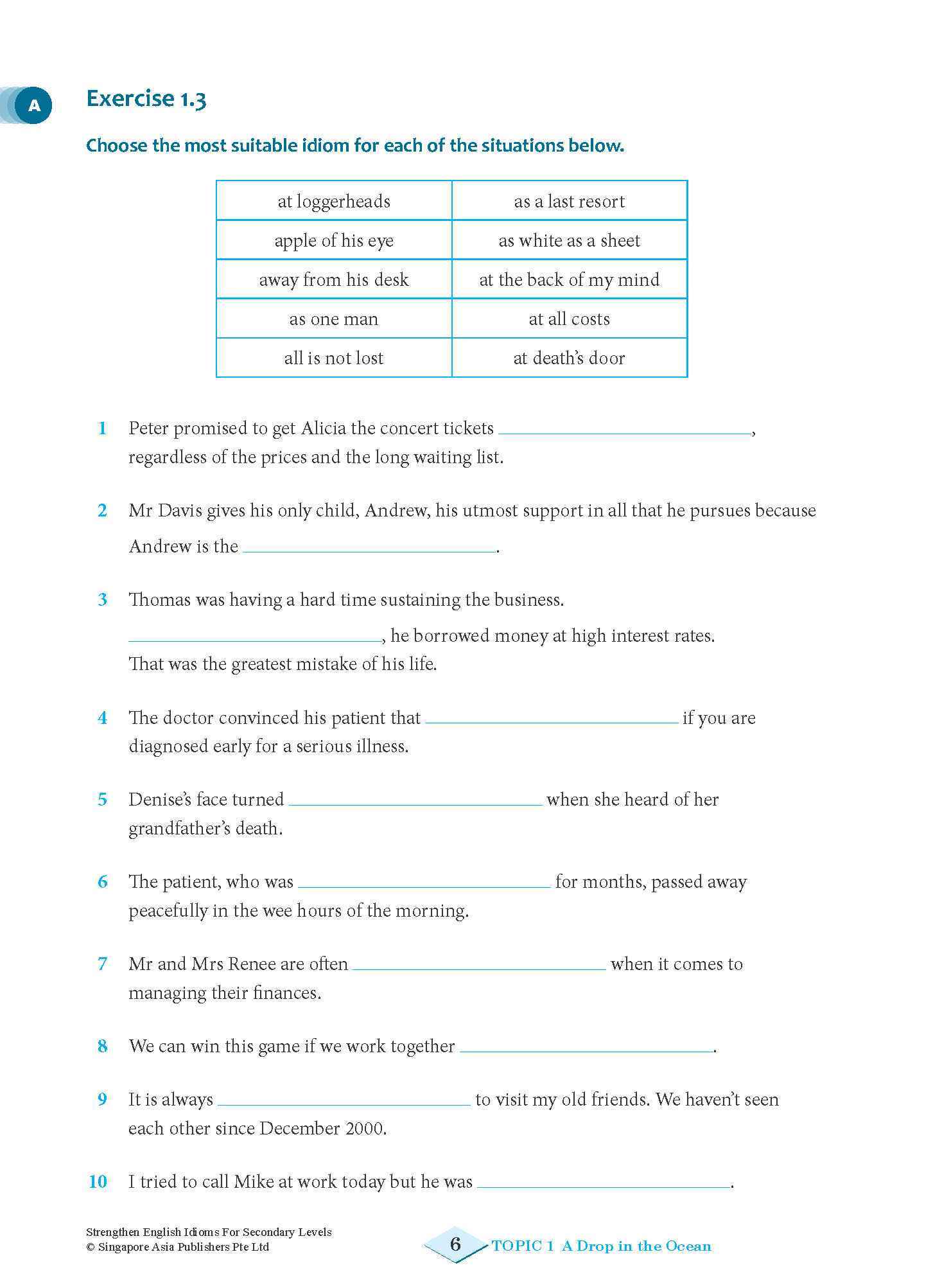 Strengthen English IDIOMS FOR SECONDARY LEVELS