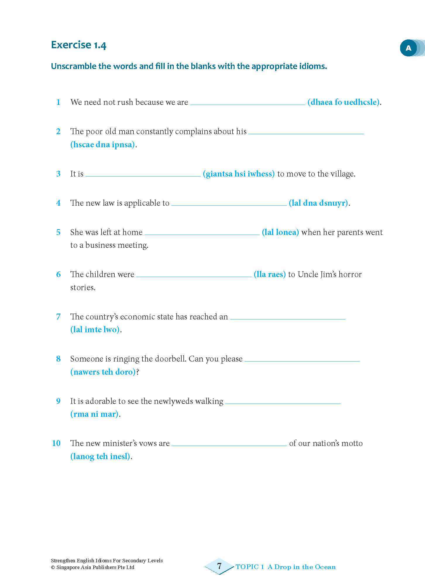 Strengthen English IDIOMS FOR SECONDARY LEVELS