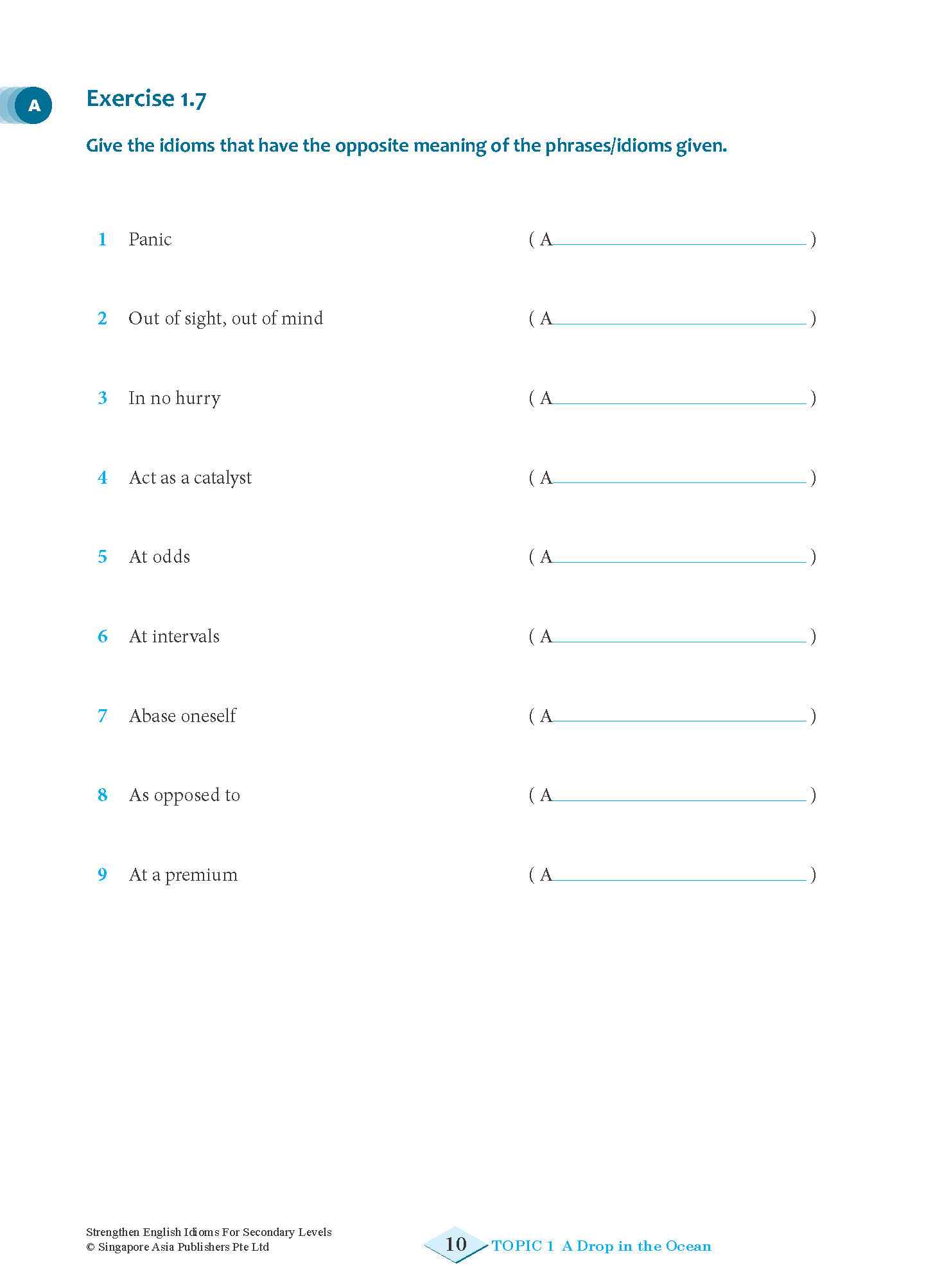 Strengthen English IDIOMS FOR SECONDARY LEVELS
